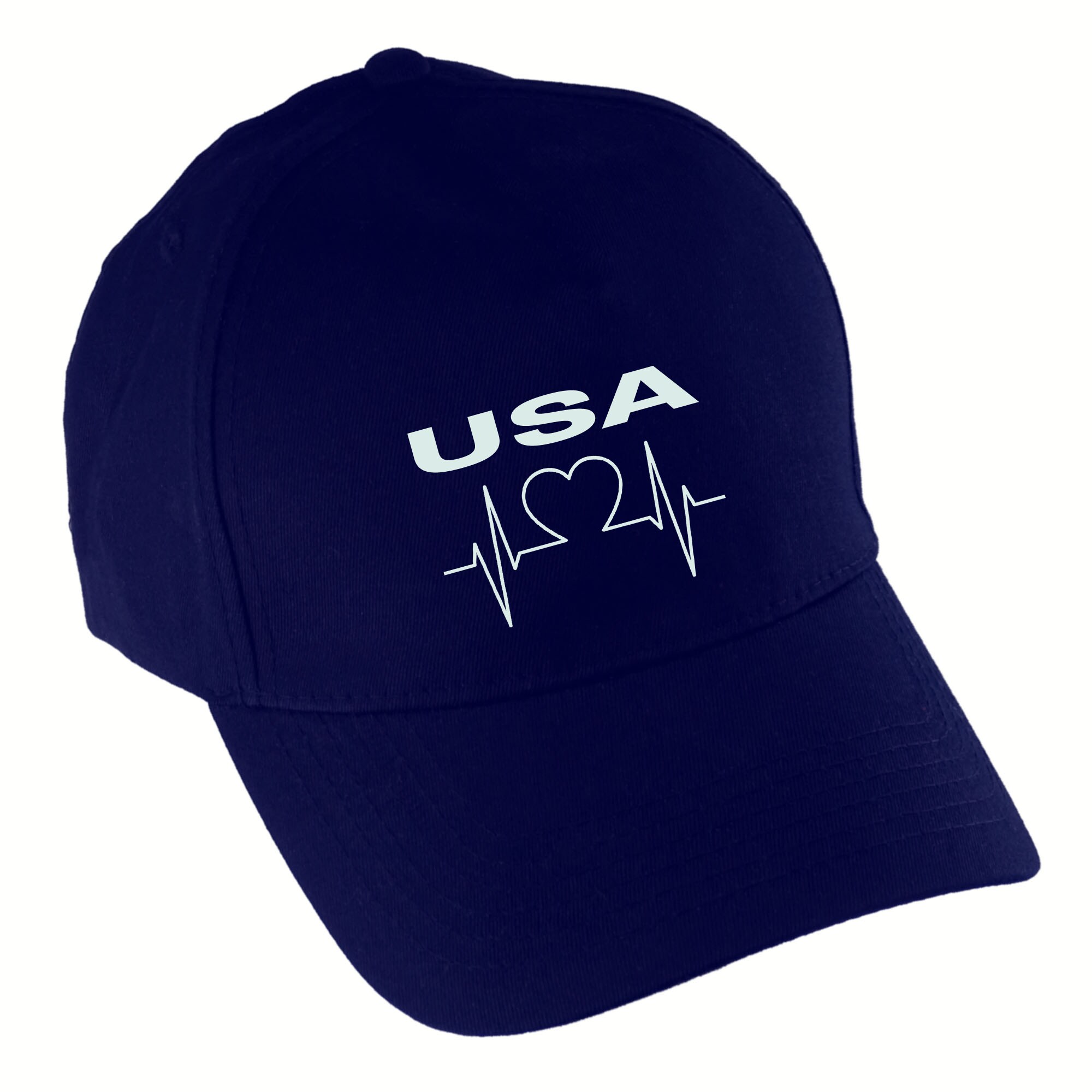 multifanshop Baseballcap - USA - Herzschlag - Druck wei&szlig; - M&uuml;tze - Bild 1