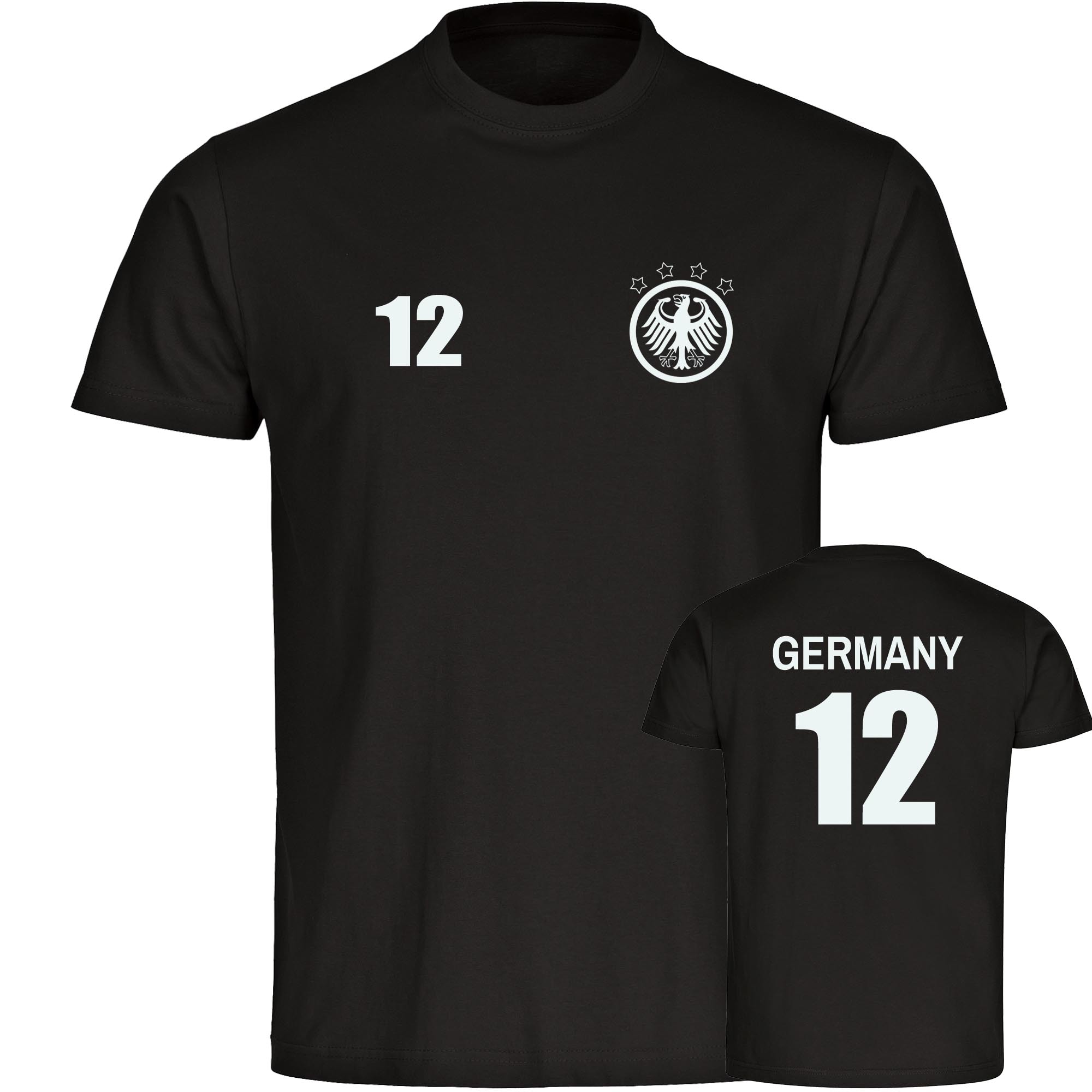 multifanshop Herren T-Shirt - Germany - Adler Retro Trikot 12 - Druck wei&szlig; - M&auml;nner - Bild 1