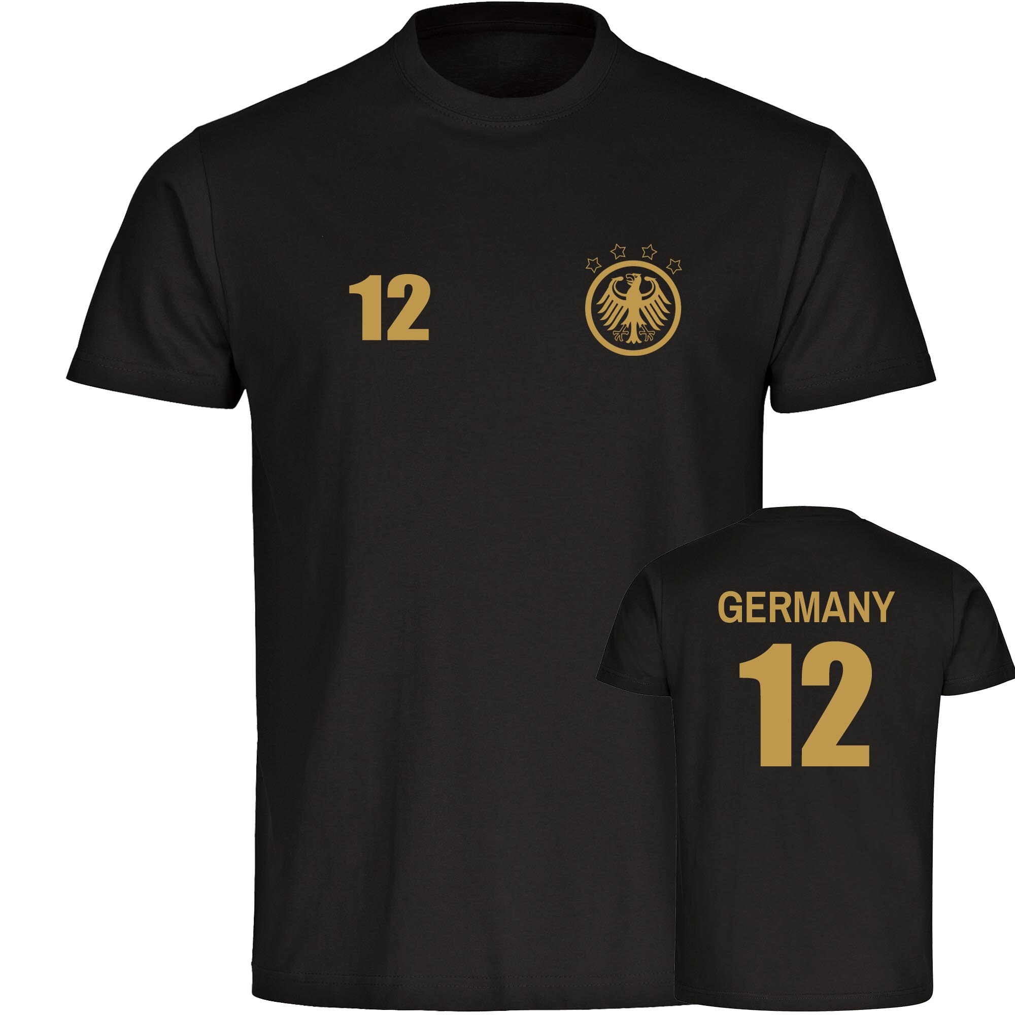 multifanshop Herren T-Shirt - Germany - Adler Retro Trikot 12 Gold - Druck gold metallic - M&auml;nner - Bild 1