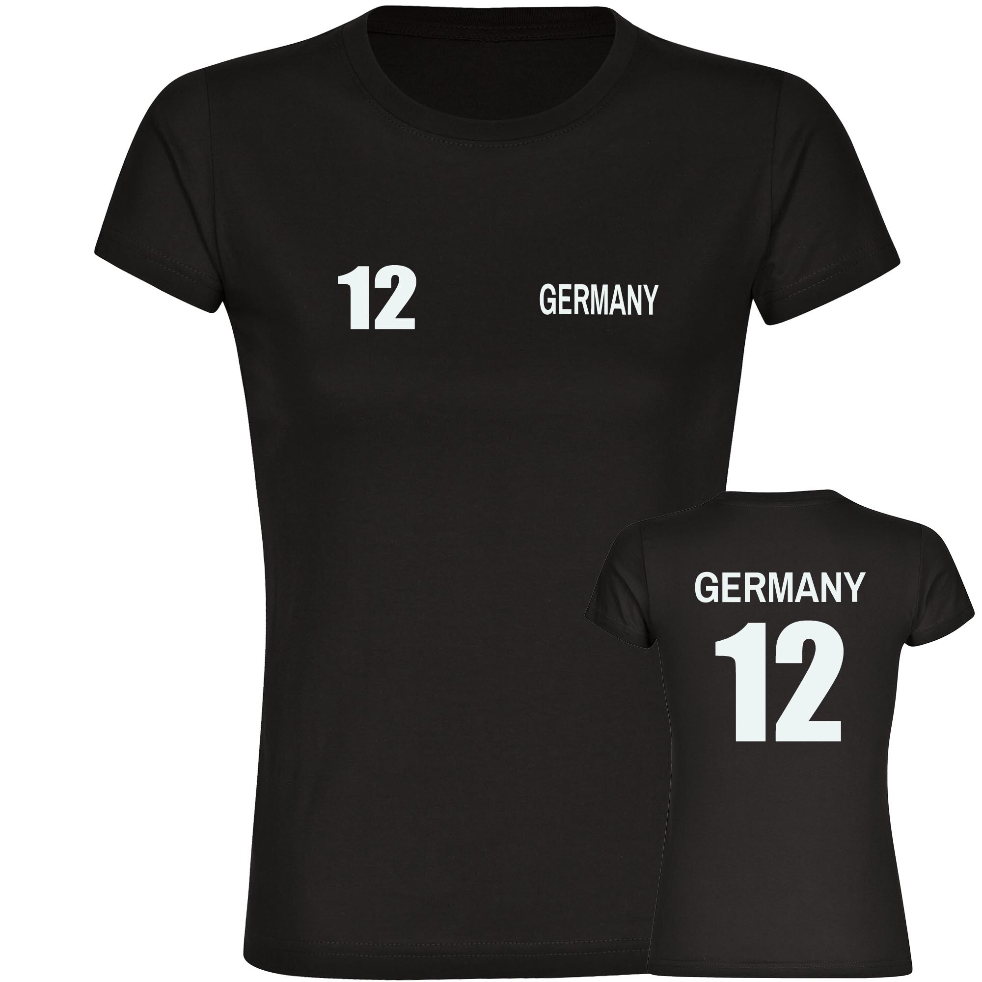 multifanshop Damen T-Shirt - Germany - Trikot Nummer 12 - Druck wei&szlig; - Frauen - Bild 1