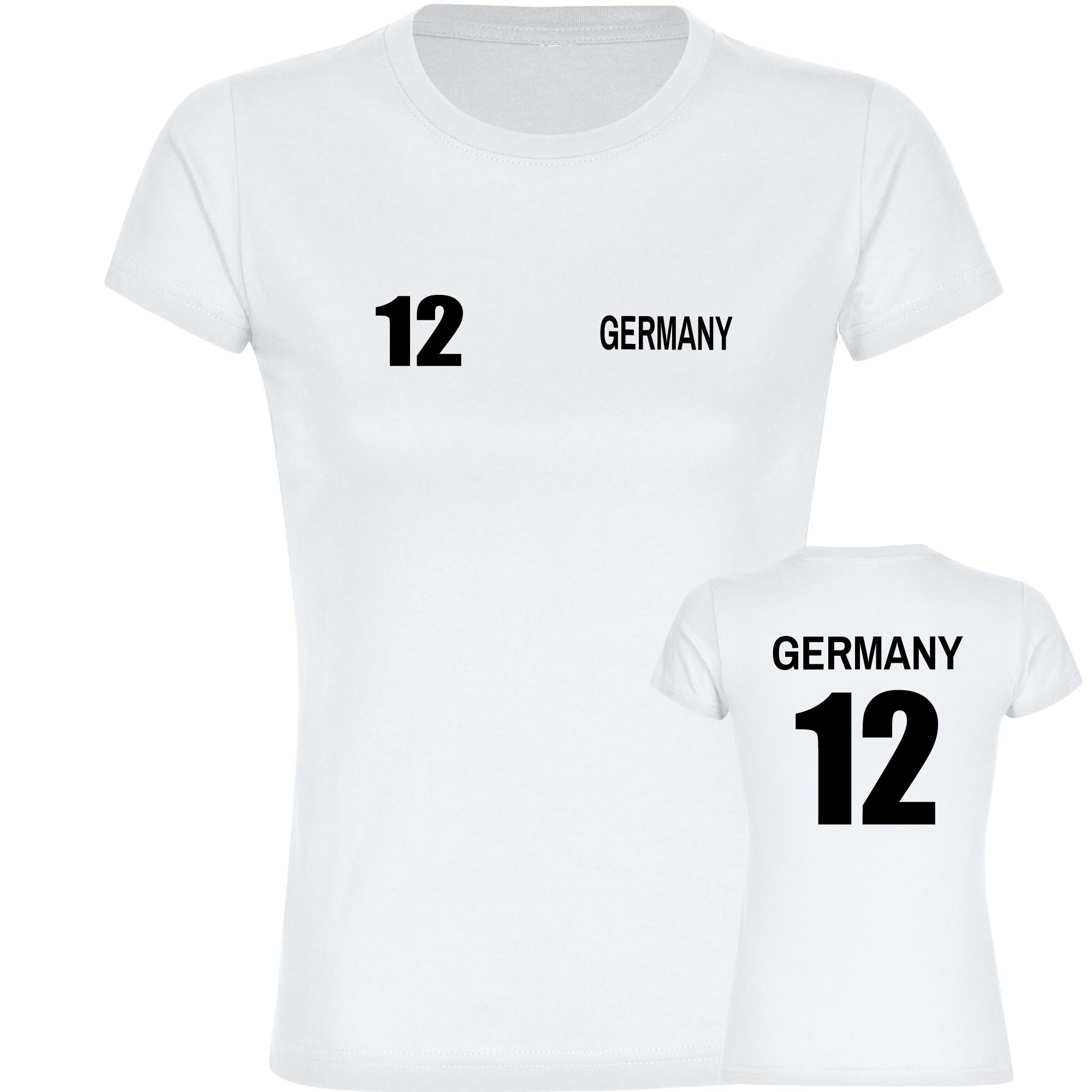 multifanshop Damen T-Shirt - Germany - Trikot Nummer 12 - Druck schwarz - Frauen - Bild 1
