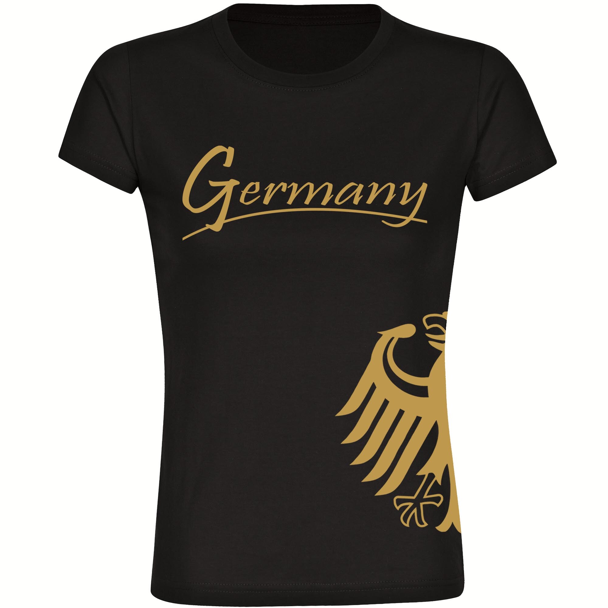 multifanshop Damen T-Shirt - Germany - Adler seitlich Gold - Druck gold metallic - Frauen - Bild 1