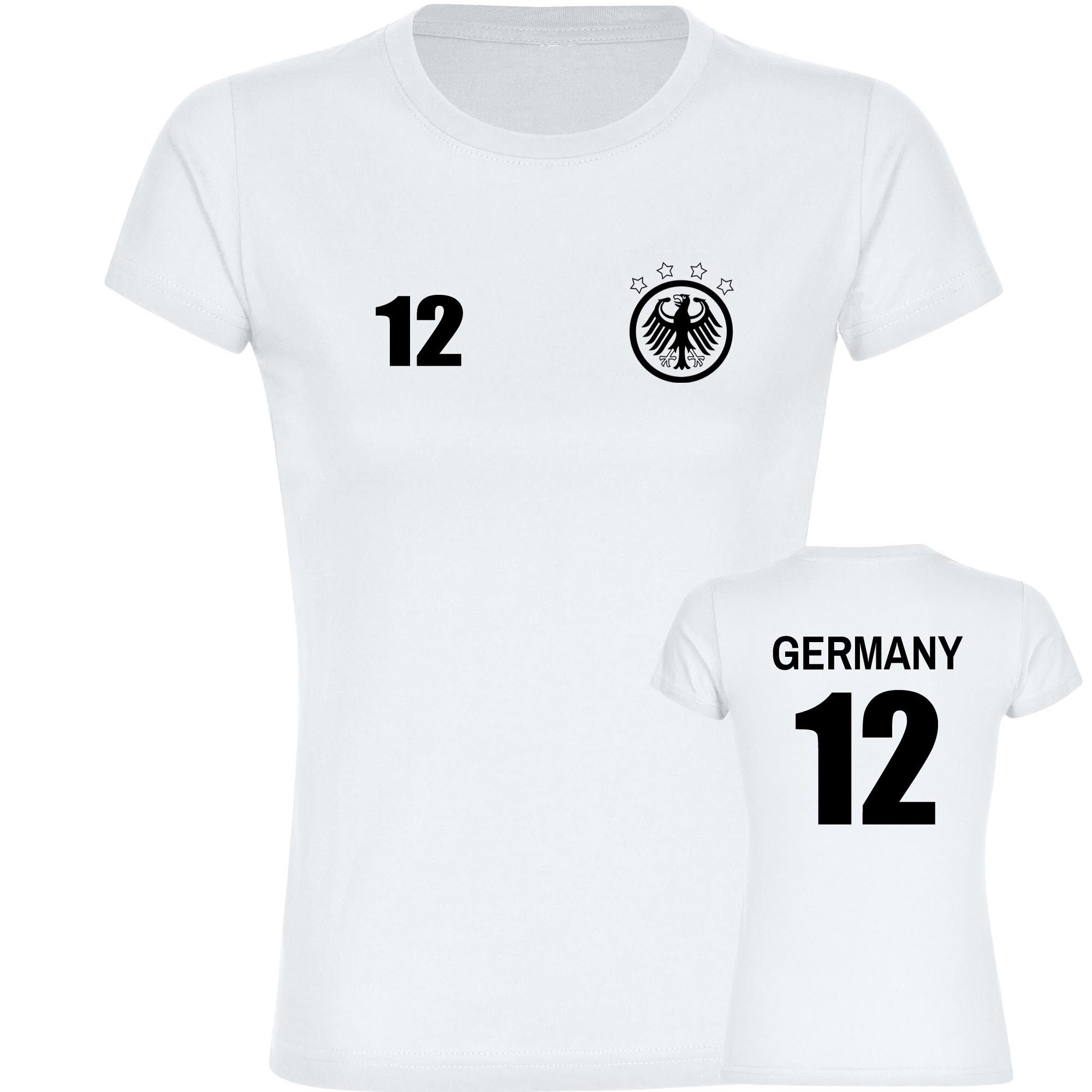 multifanshop Damen T-Shirt - Germany - Adler Retro Trikot 12 - Druck schwarz - Frauen - Bild 1