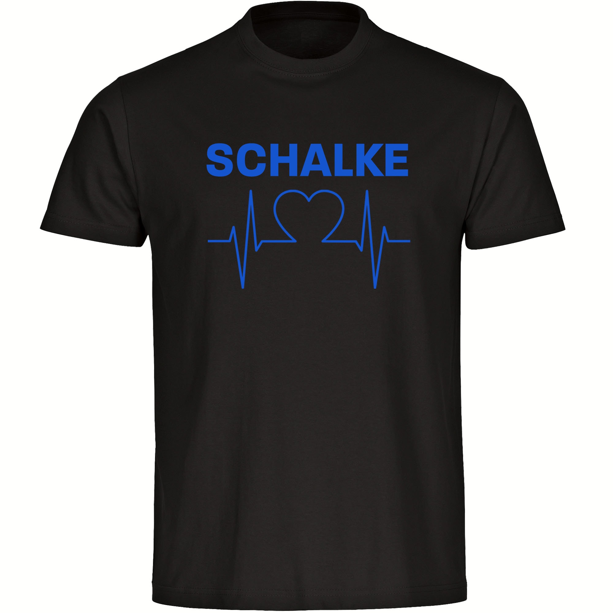 multifanshop Herren T-Shirt - Schalke - Herzschlag - Druck blau - M&auml;nner - Bild 1