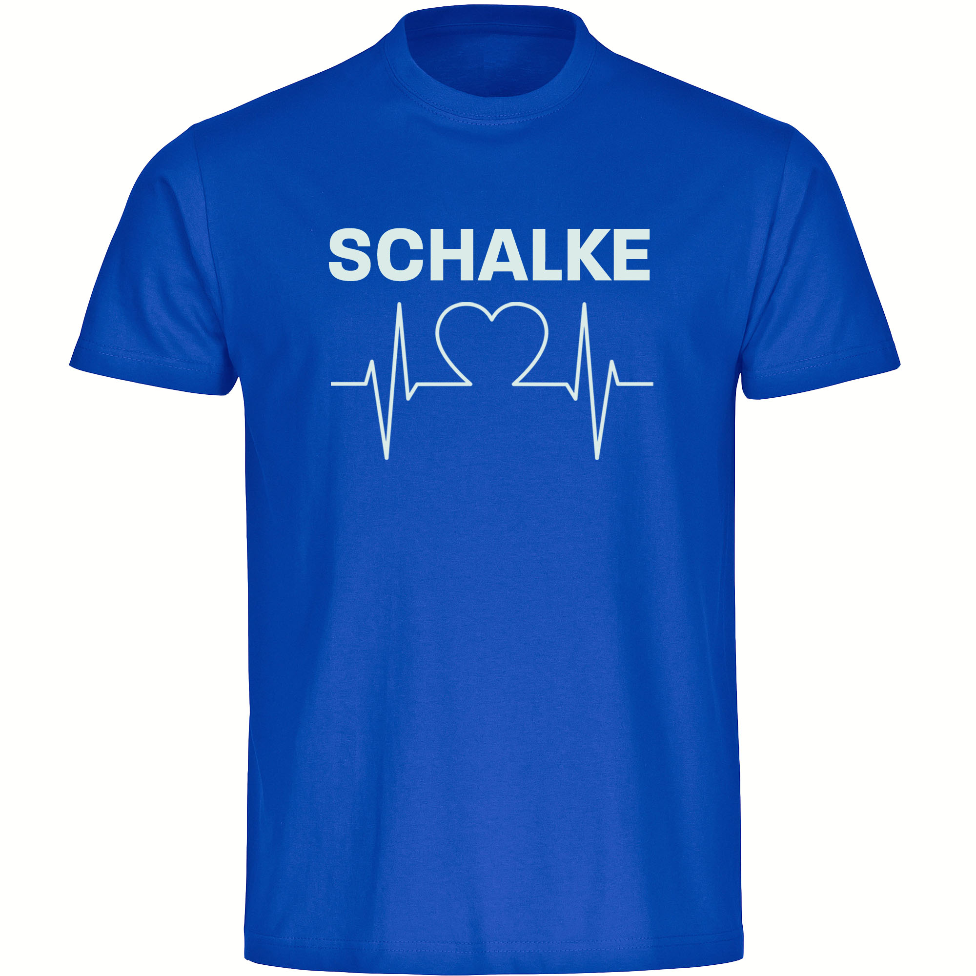 multifanshop Herren T-Shirt - Schalke - Herzschlag - Druck wei&szlig; - M&auml;nner - Bild 1