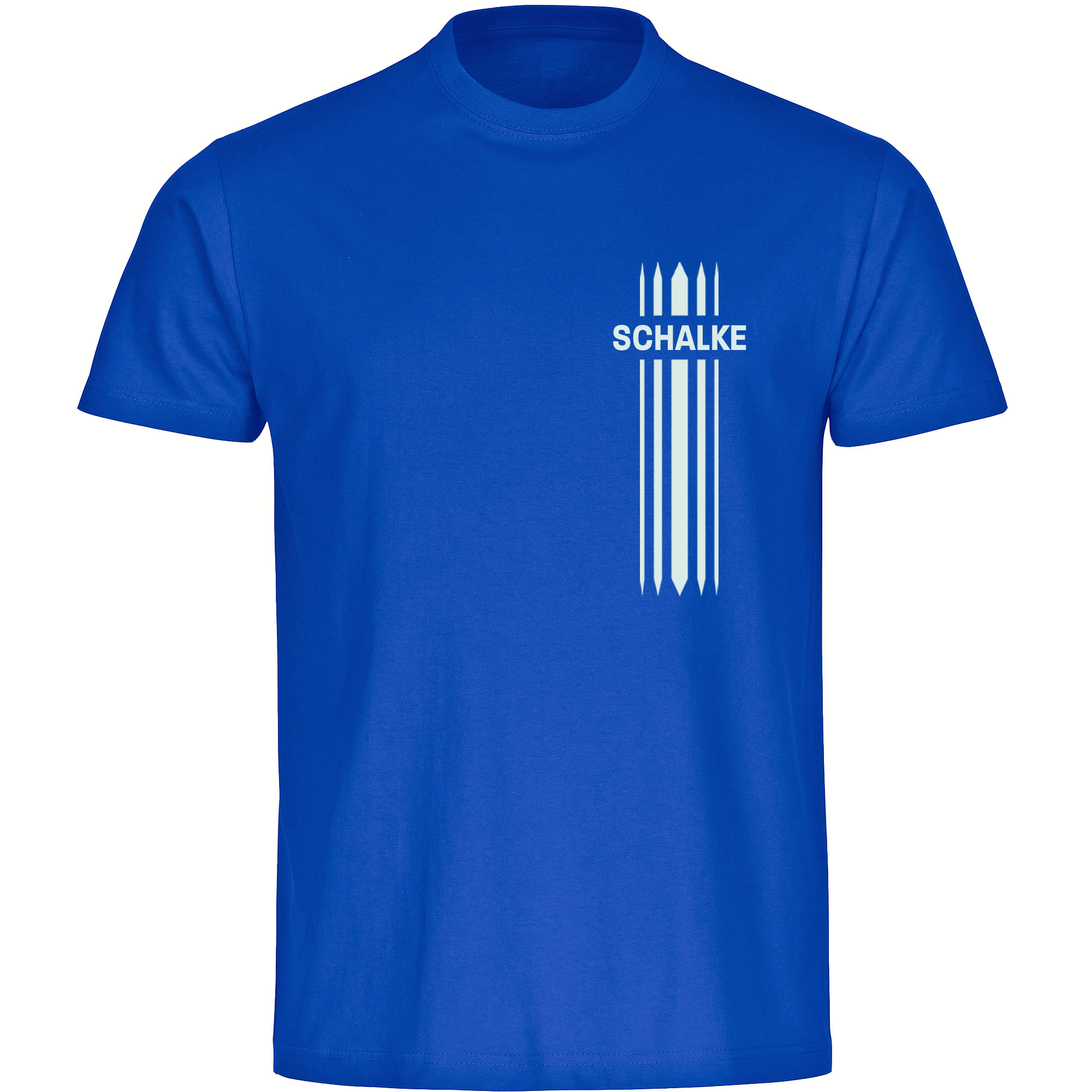 multifanshop Herren T-Shirt - Schalke - Streifen - Druck wei&szlig; - M&auml;nner - Bild 1