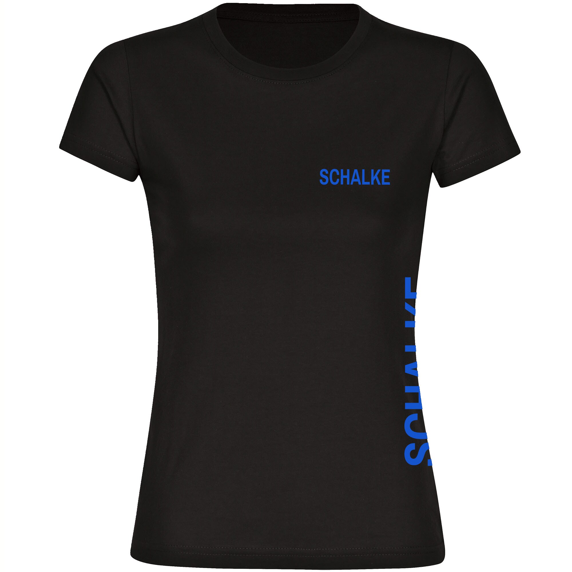 multifanshop Damen T-Shirt - Schalke - Brust & Seite - Druck blau - Frauen - Bild 1