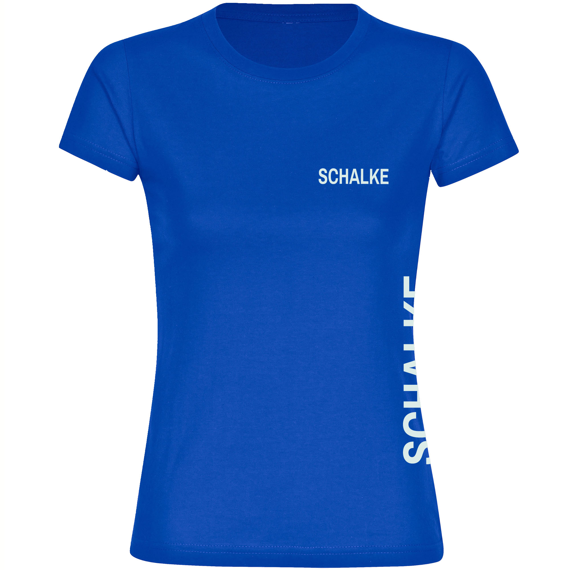 multifanshop Damen T-Shirt - Schalke - Brust & Seite - Druck wei&szlig; - Frauen - Bild 1