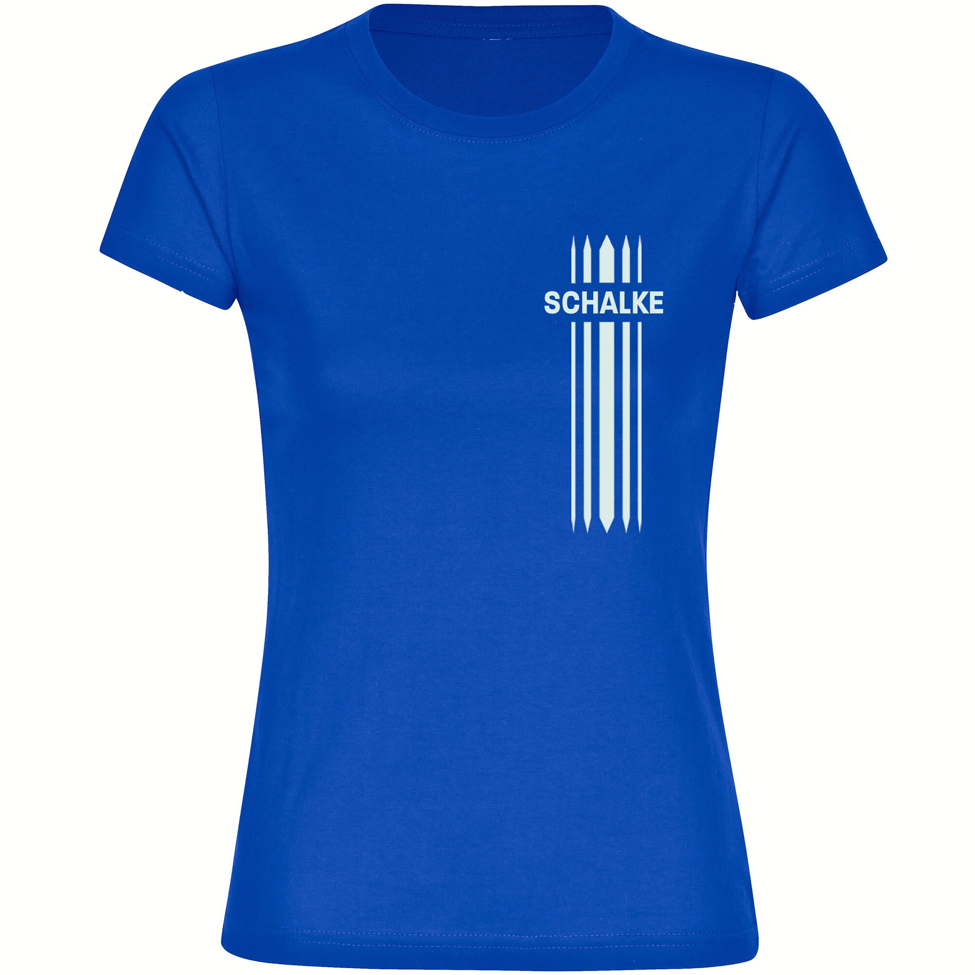 multifanshop Damen T-Shirt - Schalke - Streifen - Druck wei&szlig; - Frauen - Bild 1