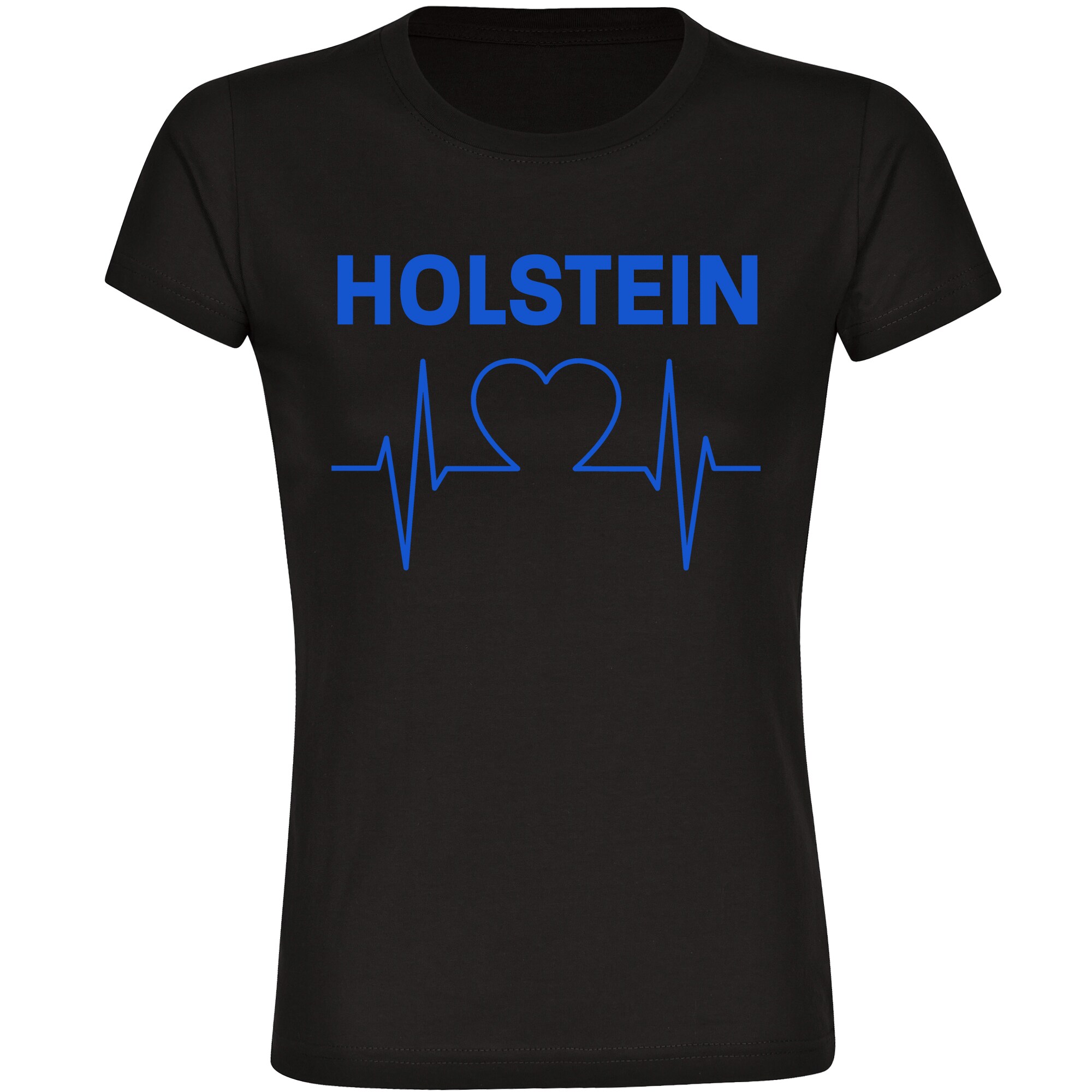 multifanshop Damen T-Shirt - Holstein - Herzschlag - Druck blau - Frauen - Bild 1