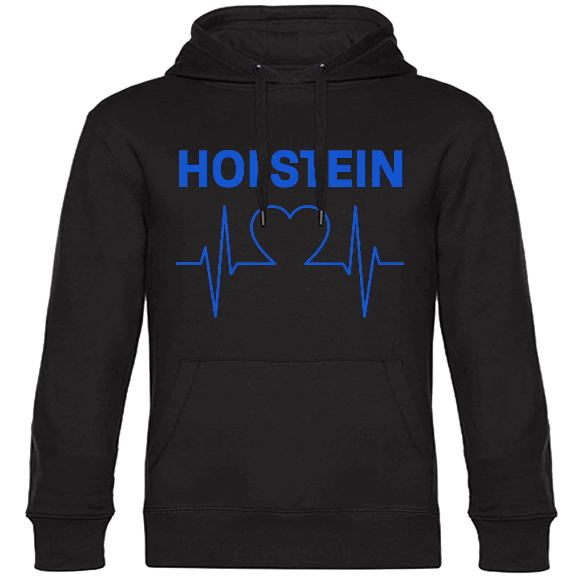 multifanshop Kapuzen Sweatshirt - Holstein - Herzschlag - Druck blau - Hoodie - Bild 1