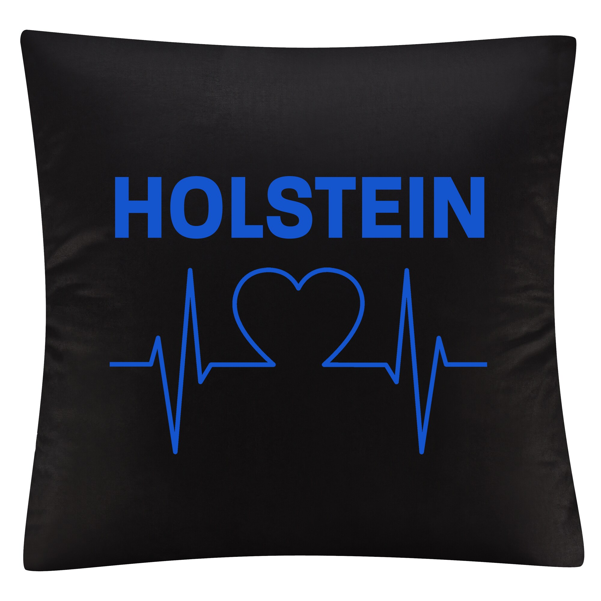 multifanshop Kissenbezug - Holstein - Herzschlag - Druck blau - Kissen - Bild 1