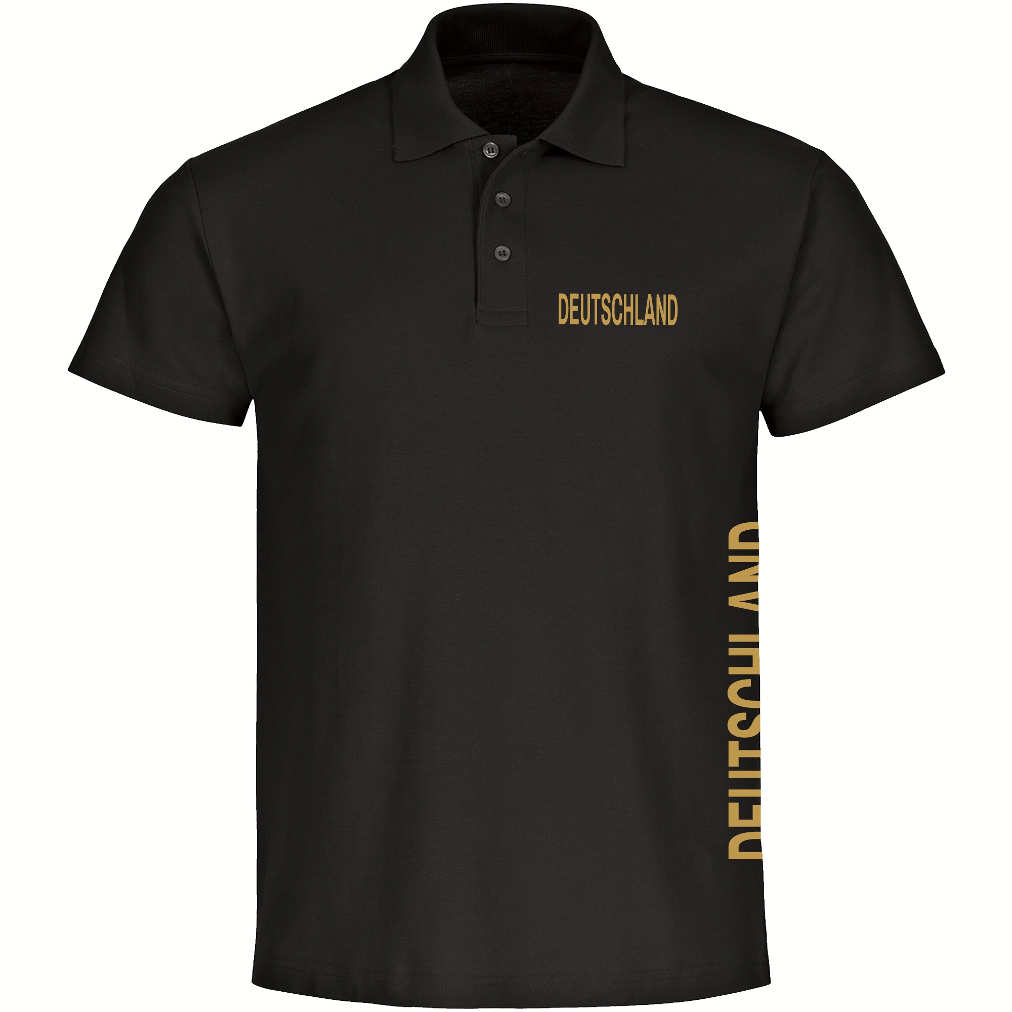 multifanshop Poloshirt - Deutschland - Brust & Seite Gold - Druck gold metallic - Polo - Bild 1