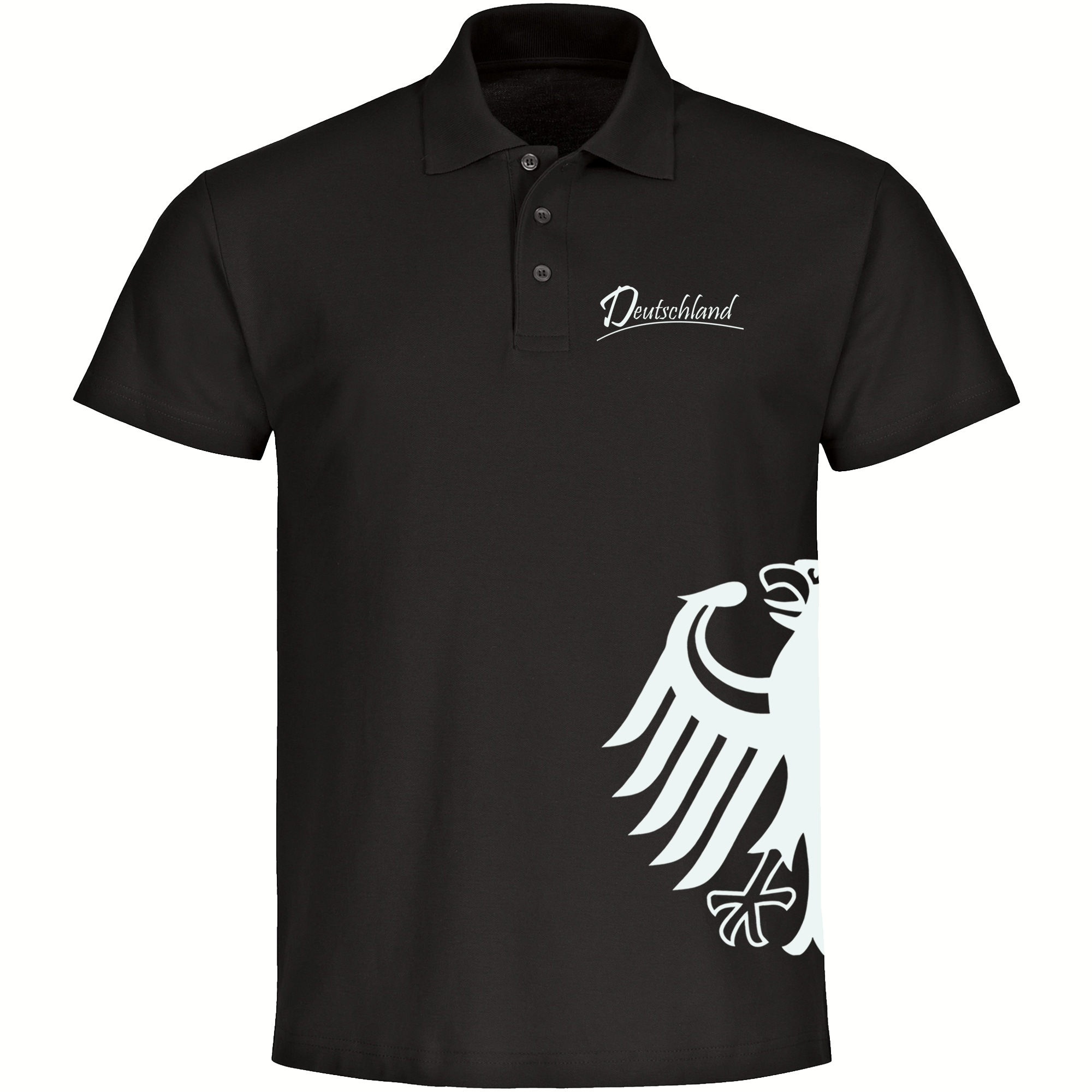 multifanshop Poloshirt - Deutschland - Adler seitlich - Druck wei&szlig; - Polo - Bild 1
