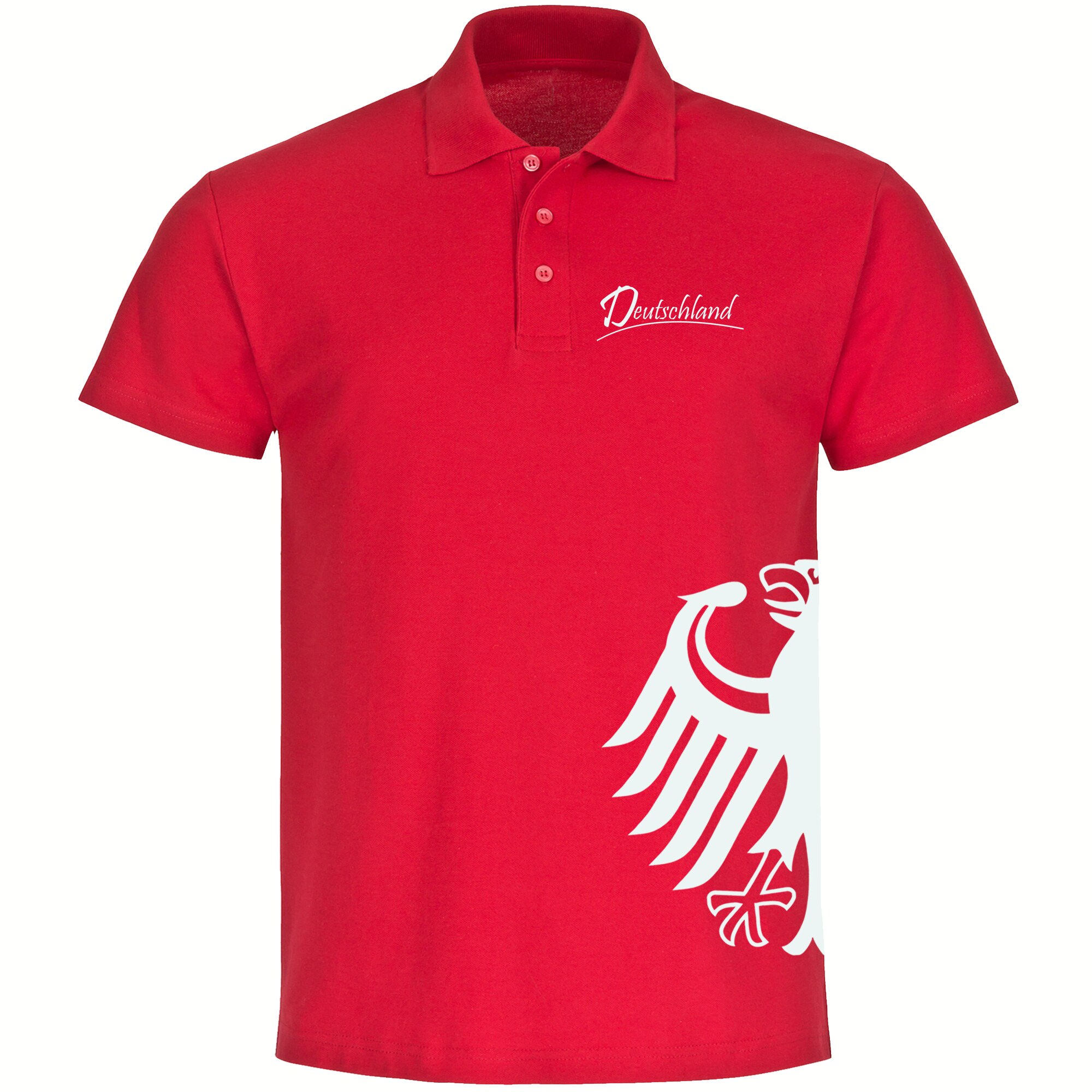 multifanshop Poloshirt - Deutschland - Adler seitlich - Druck wei&szlig; - Polo - Bild 1