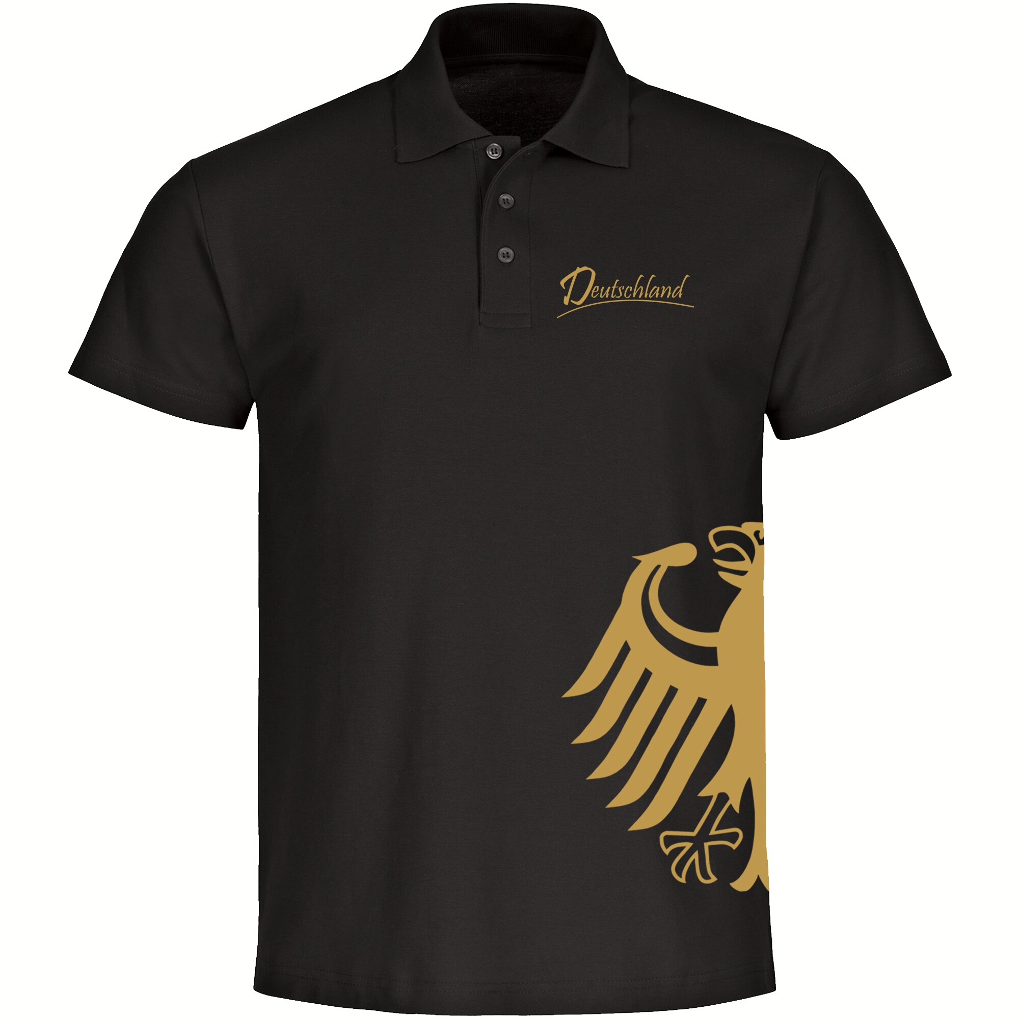 multifanshop Poloshirt - Deutschland - Adler seitlich Gold - Druck gold metallic - Polo - Bild 1