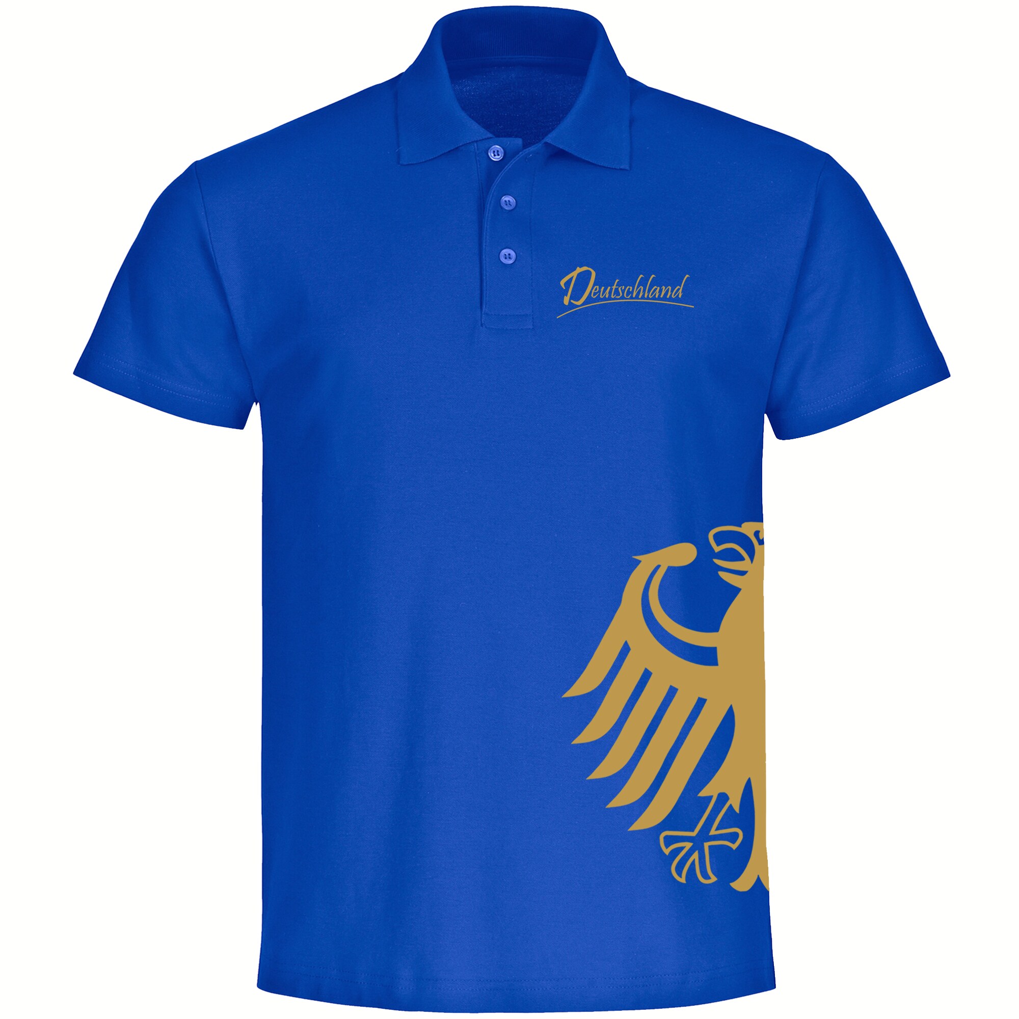 multifanshop Poloshirt - Deutschland - Adler seitlich Gold - Druck gold metallic - Polo - Bild 1