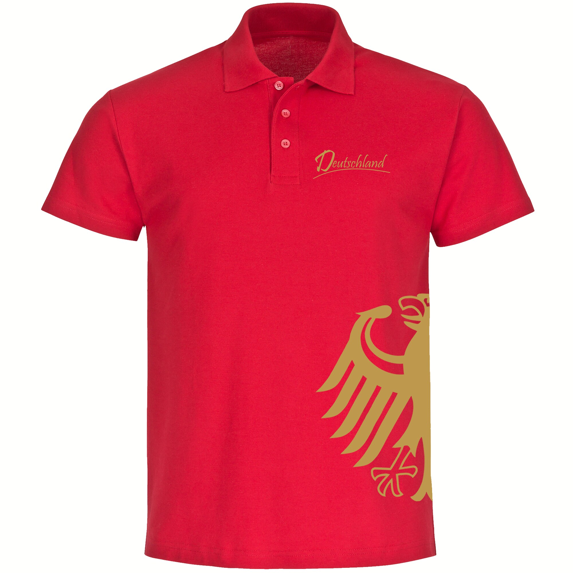 multifanshop Poloshirt - Deutschland - Adler seitlich Gold - Druck gold metallic - Polo - Bild 1