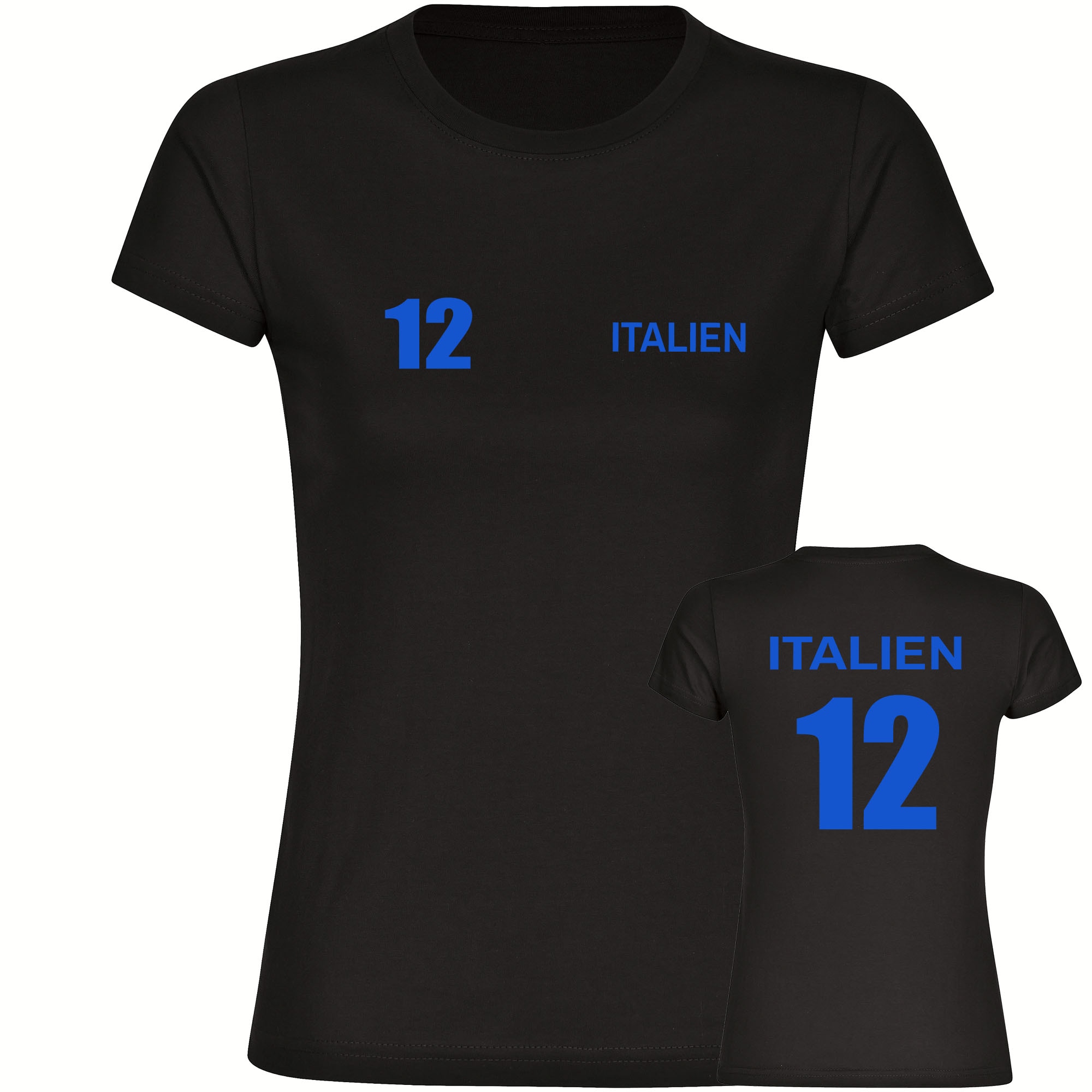 multifanshop Damen T-Shirt - Italien - Trikot Nummer 12 - Druck blau - Frauen - Bild 1
