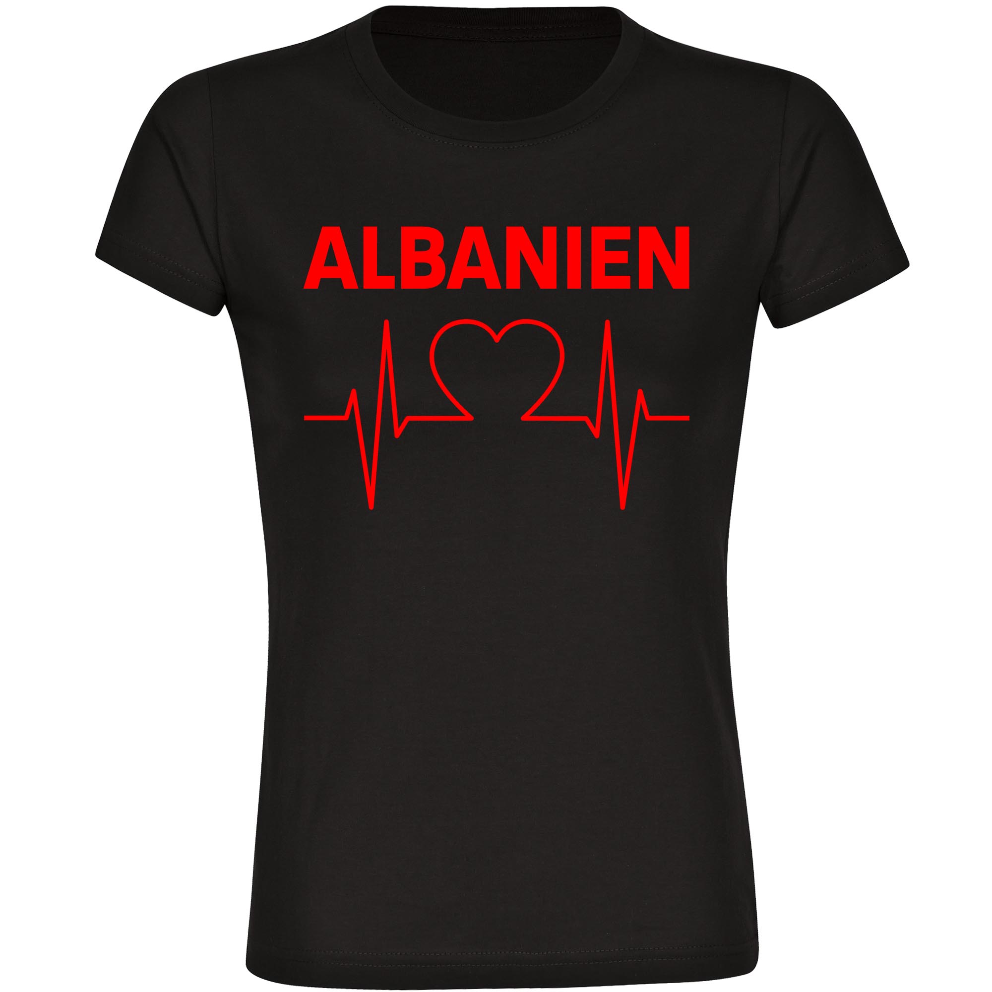 multifanshop Damen T-Shirt - Albanien - Herzschlag - Druck rot - Frauen - Bild 1