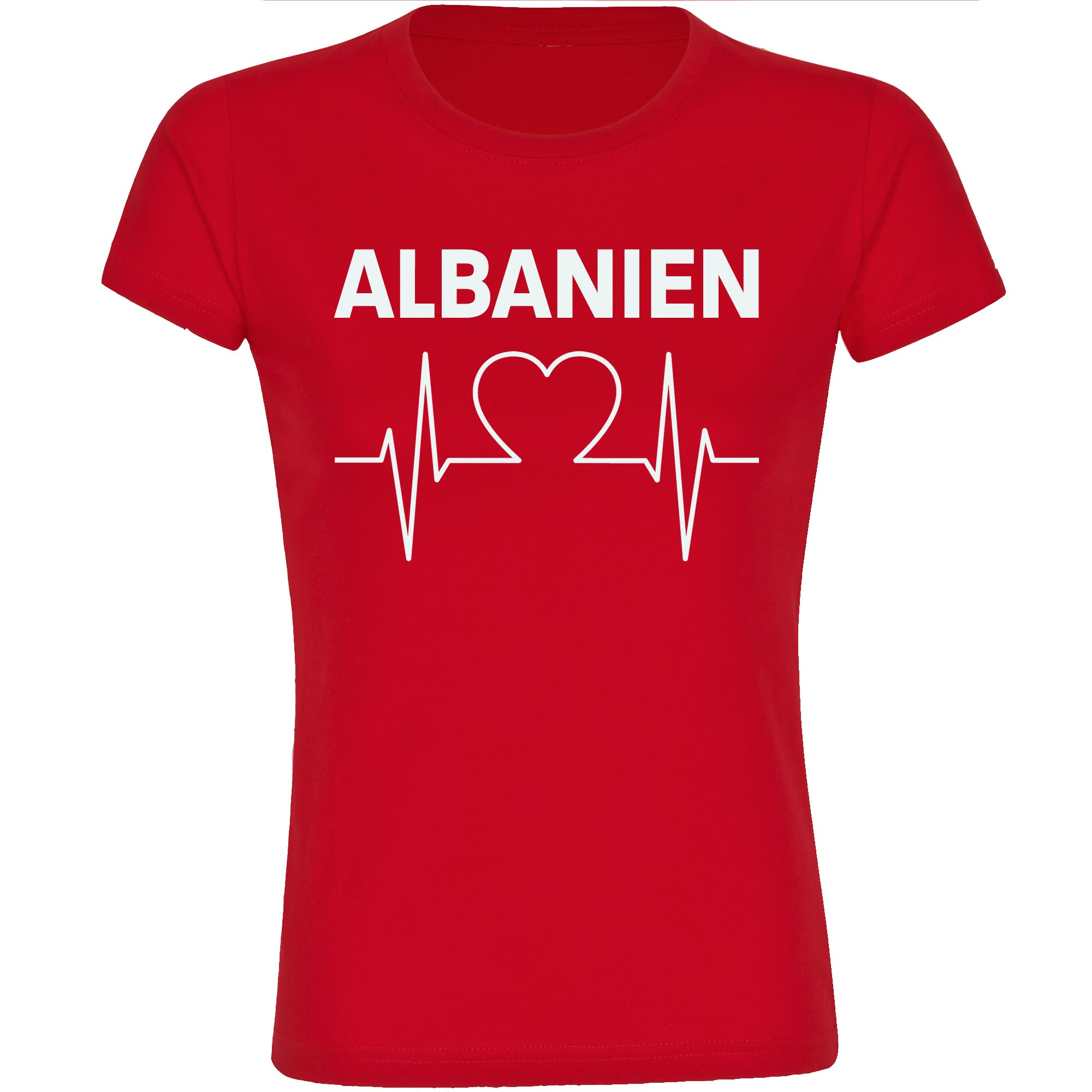 multifanshop Damen T-Shirt - Albanien - Herzschlag - Druck wei&szlig; - Frauen - Bild 1