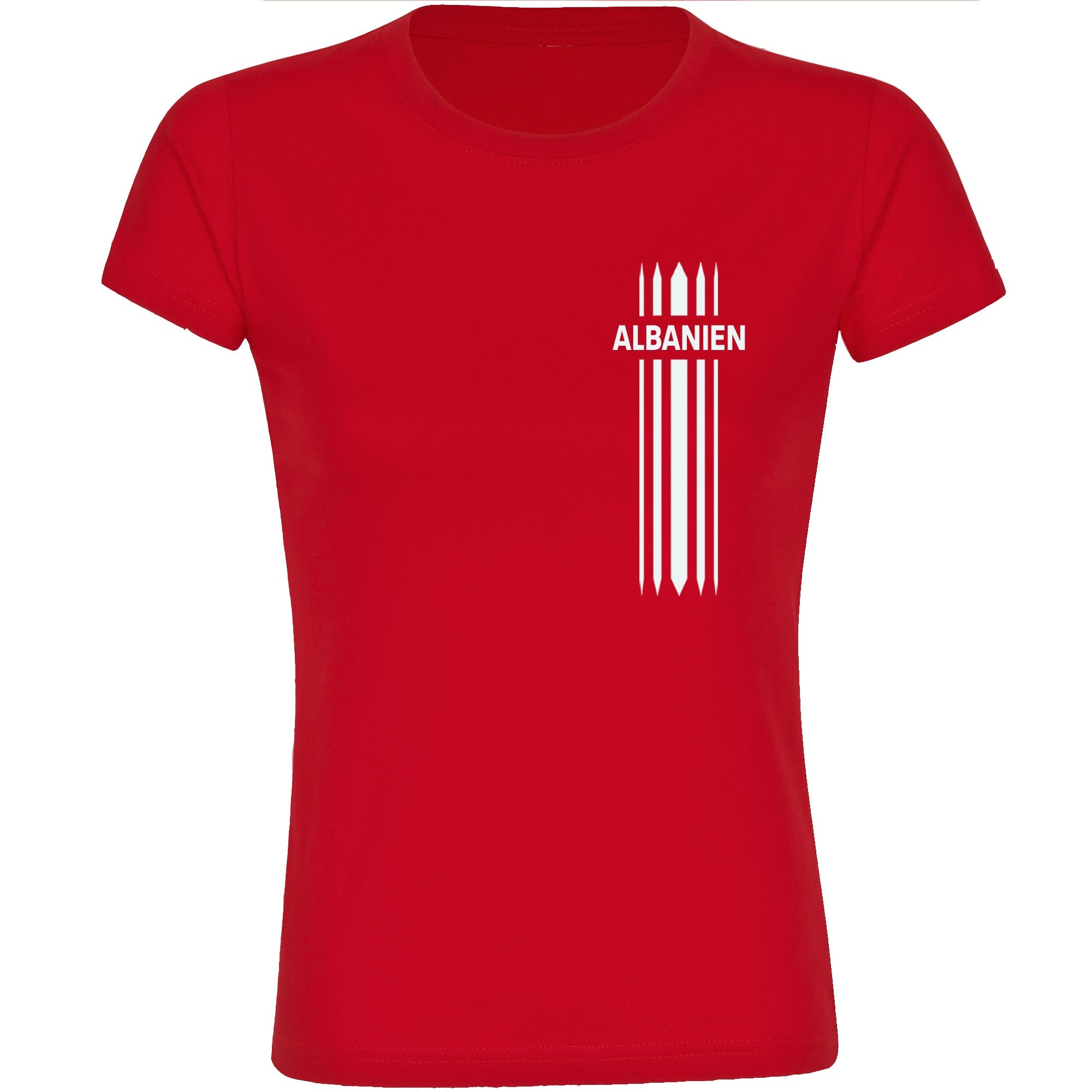 multifanshop Damen T-Shirt - Albanien - Streifen - Druck wei&szlig; - Frauen - Bild 1