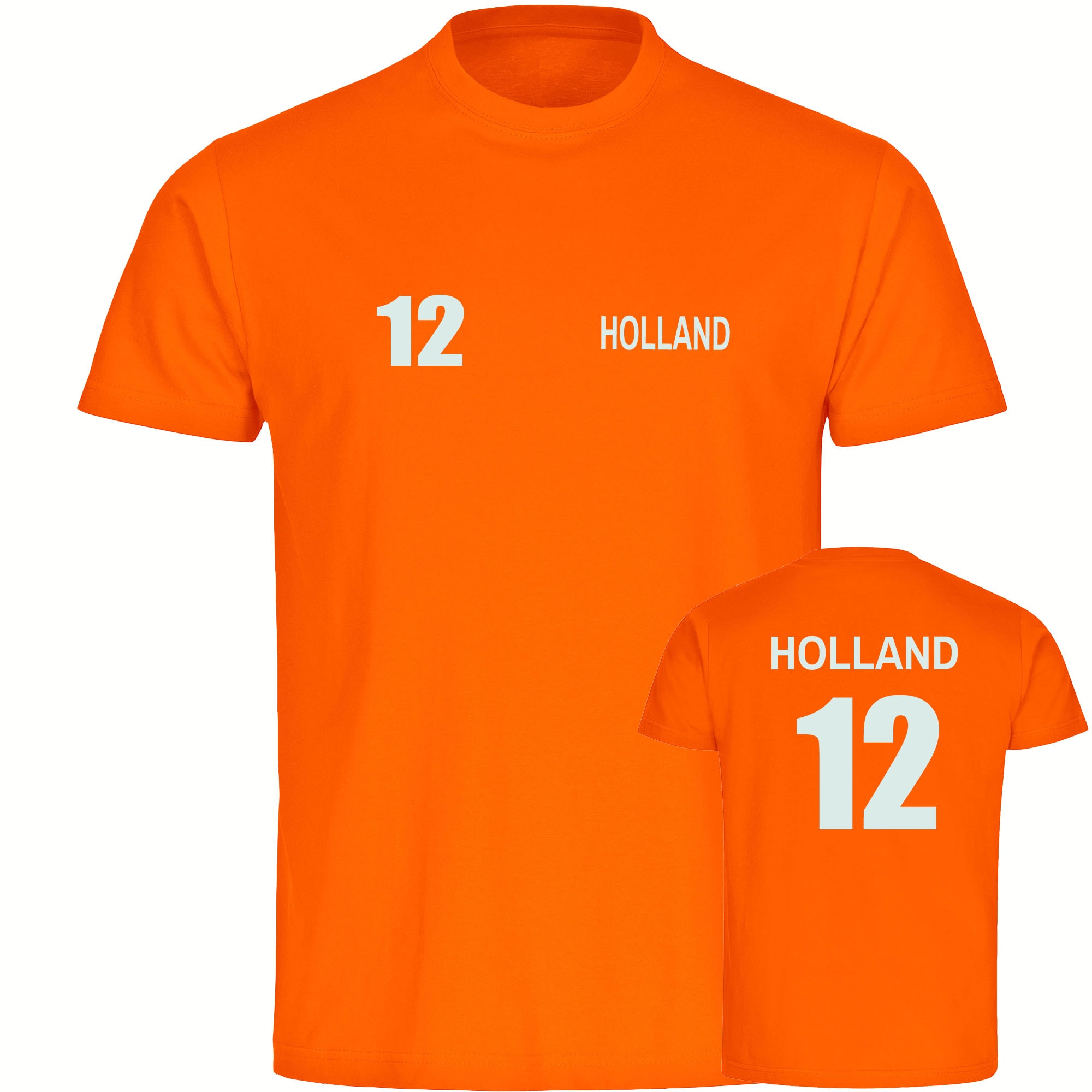 multifanshop Herren T-Shirt - Holland - Trikot Nummer 12 - Druck wei&szlig; - M&auml;nner - Bild 1