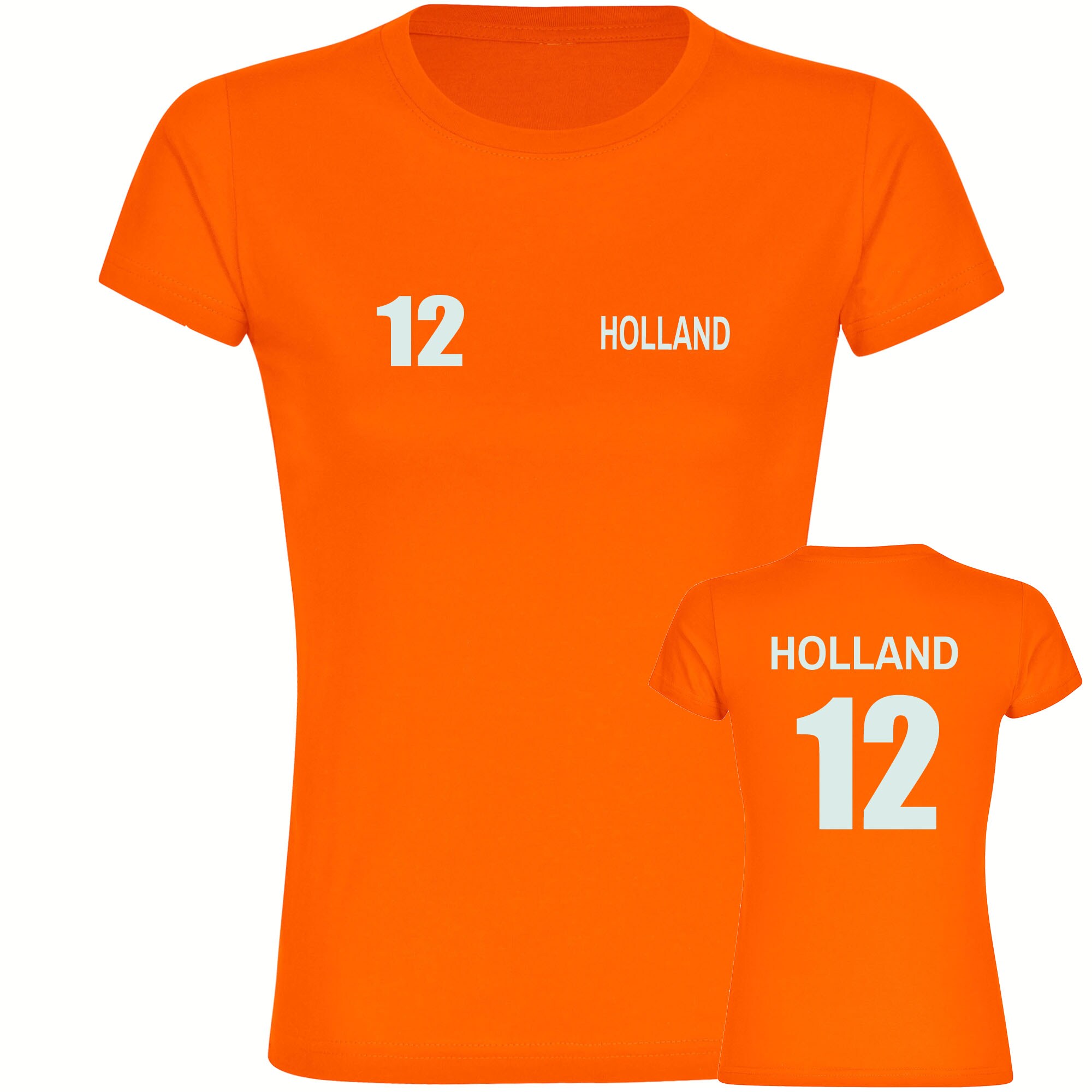 multifanshop Damen T-Shirt - Holland - Trikot Nummer 12 - Druck wei&szlig; - Frauen - Bild 1