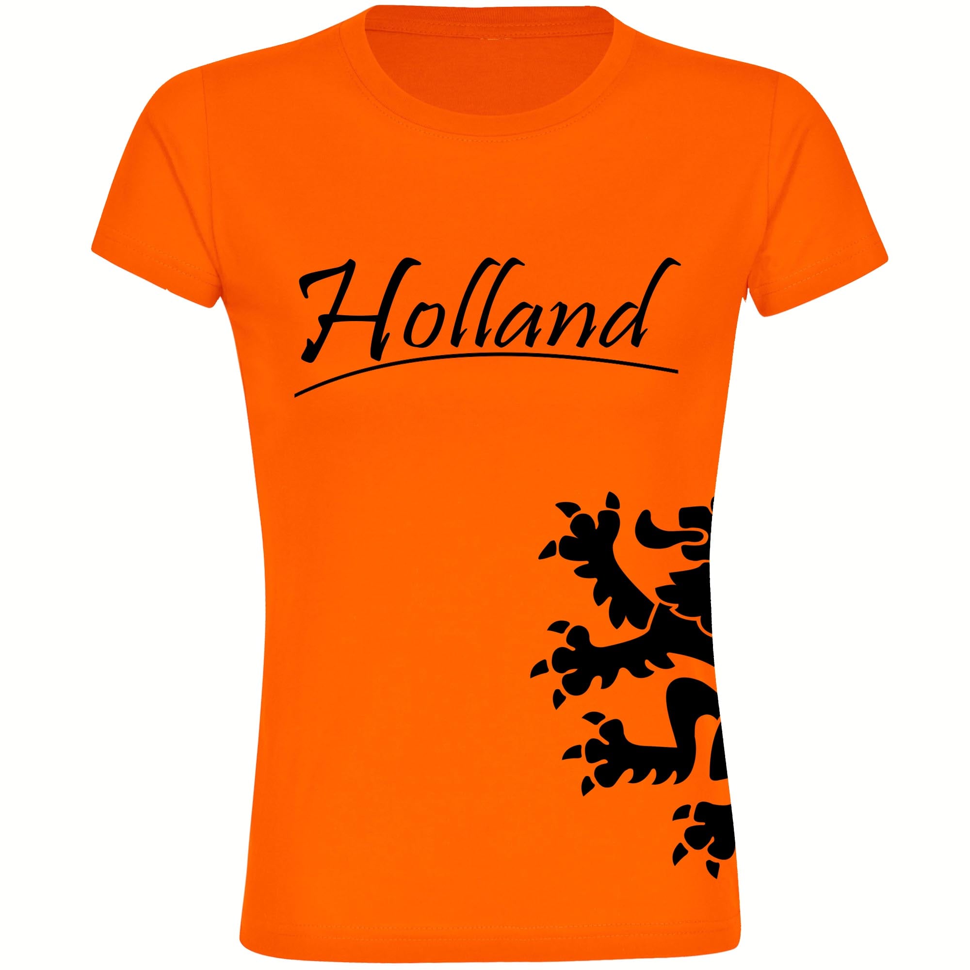 multifanshop Damen T-Shirt - Holland - L&ouml;we seitlich - Druck schwarz - Frauen - Bild 1