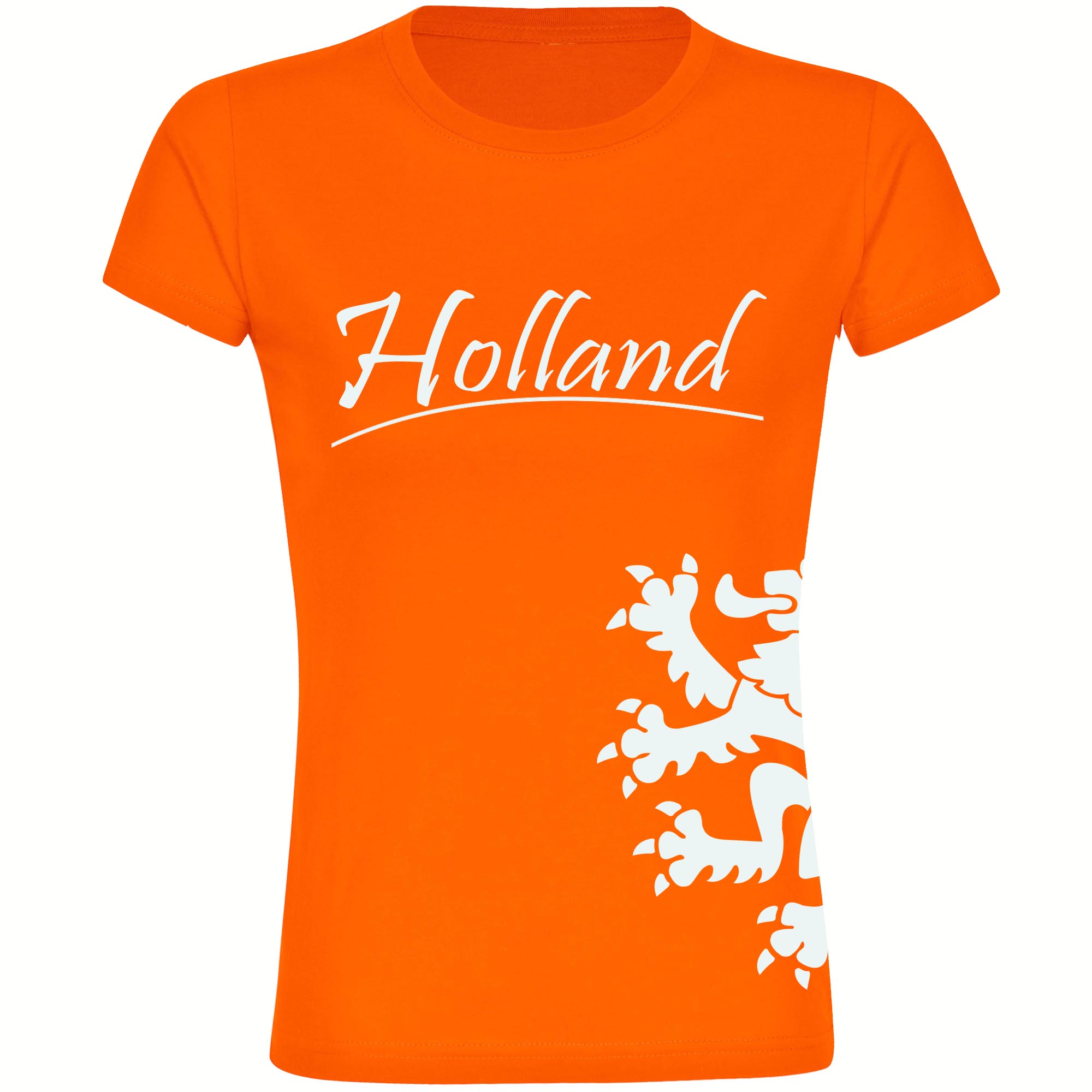 multifanshop Damen T-Shirt - Holland - L&ouml;we seitlich - Druck wei&szlig; - Frauen - Bild 1