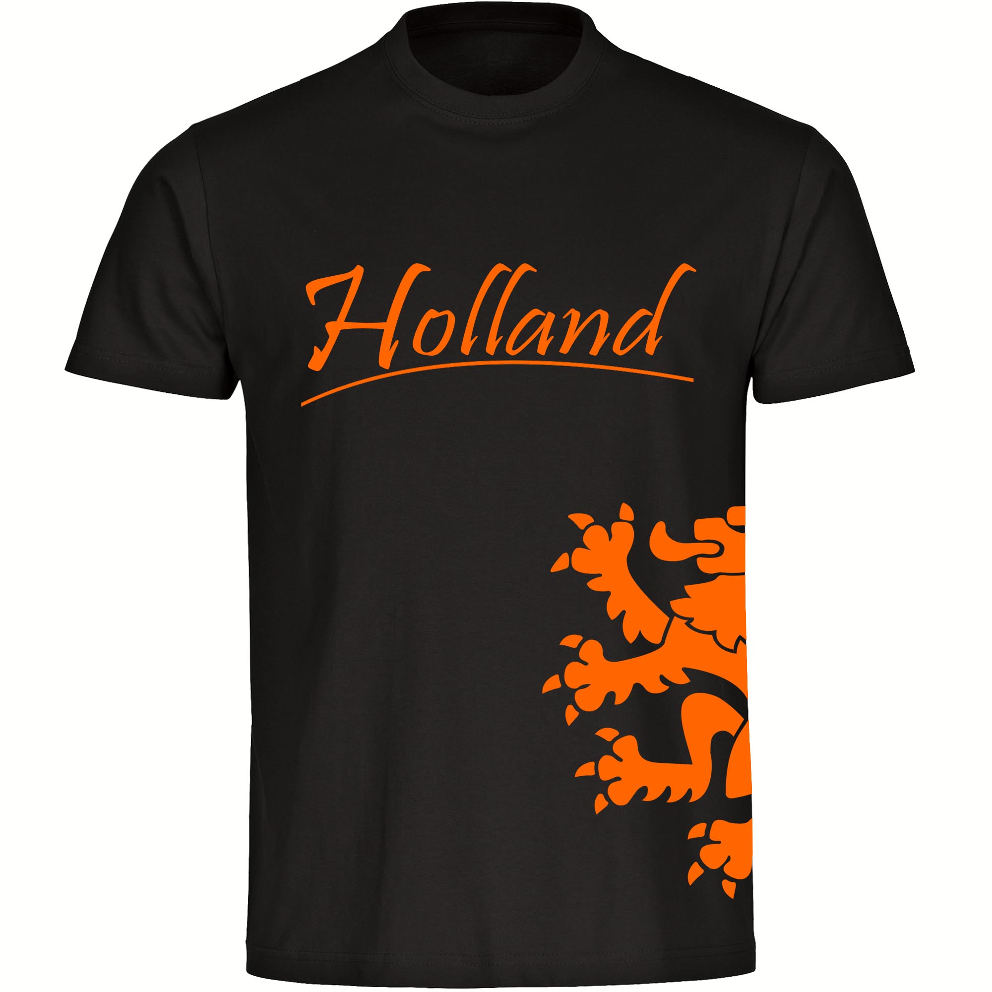 multifanshop Kinder T-Shirt - Holland - L&ouml;we seitlich - Druck orange - Kind - Bild 1