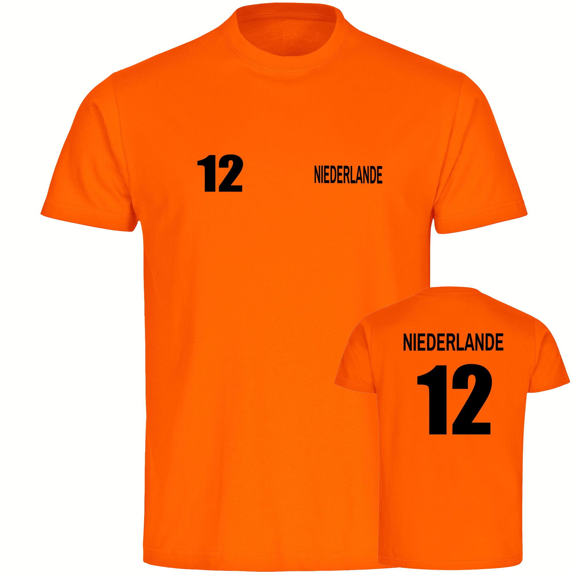 multifanshop Herren T-Shirt - Niederlande - Trikot Nummer 12 - Druck schwarz - M&auml;nner - Bild 1