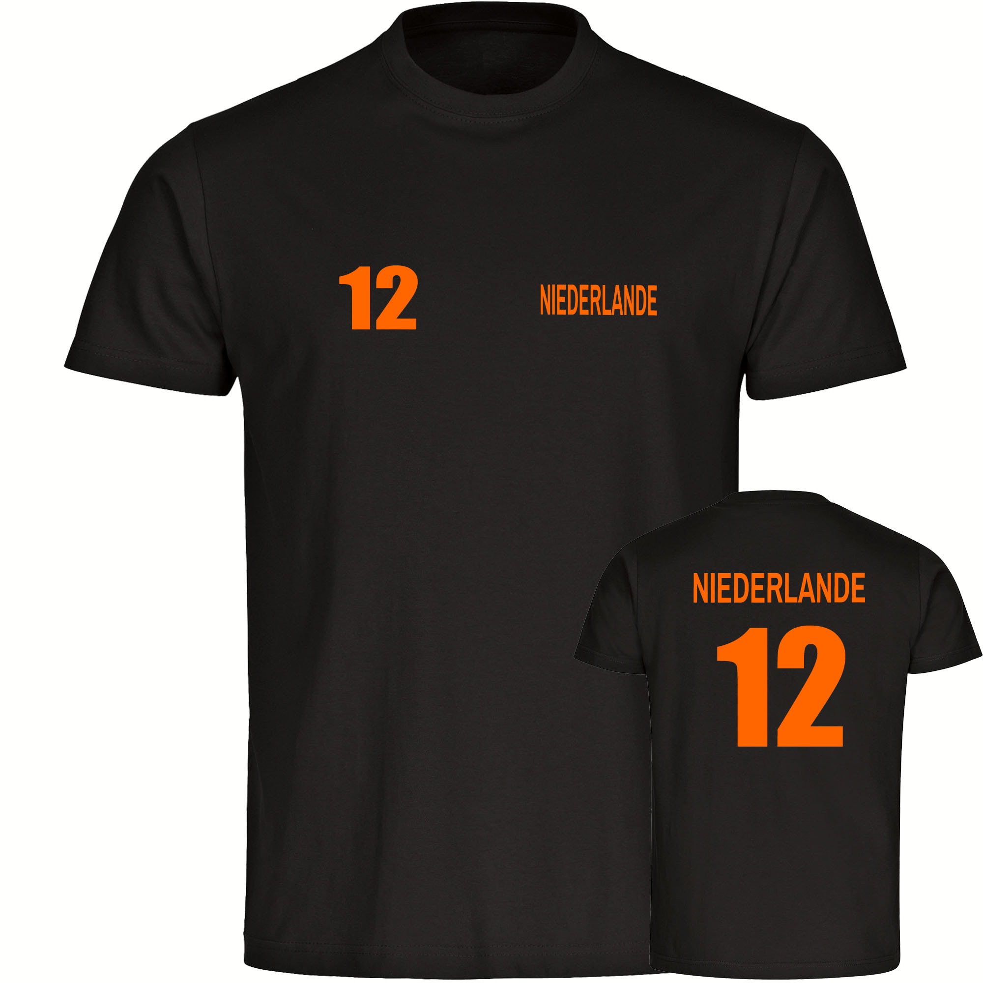 multifanshop Herren T-Shirt - Niederlande - Trikot Nummer 12 - Druck orange - M&auml;nner - Bild 1