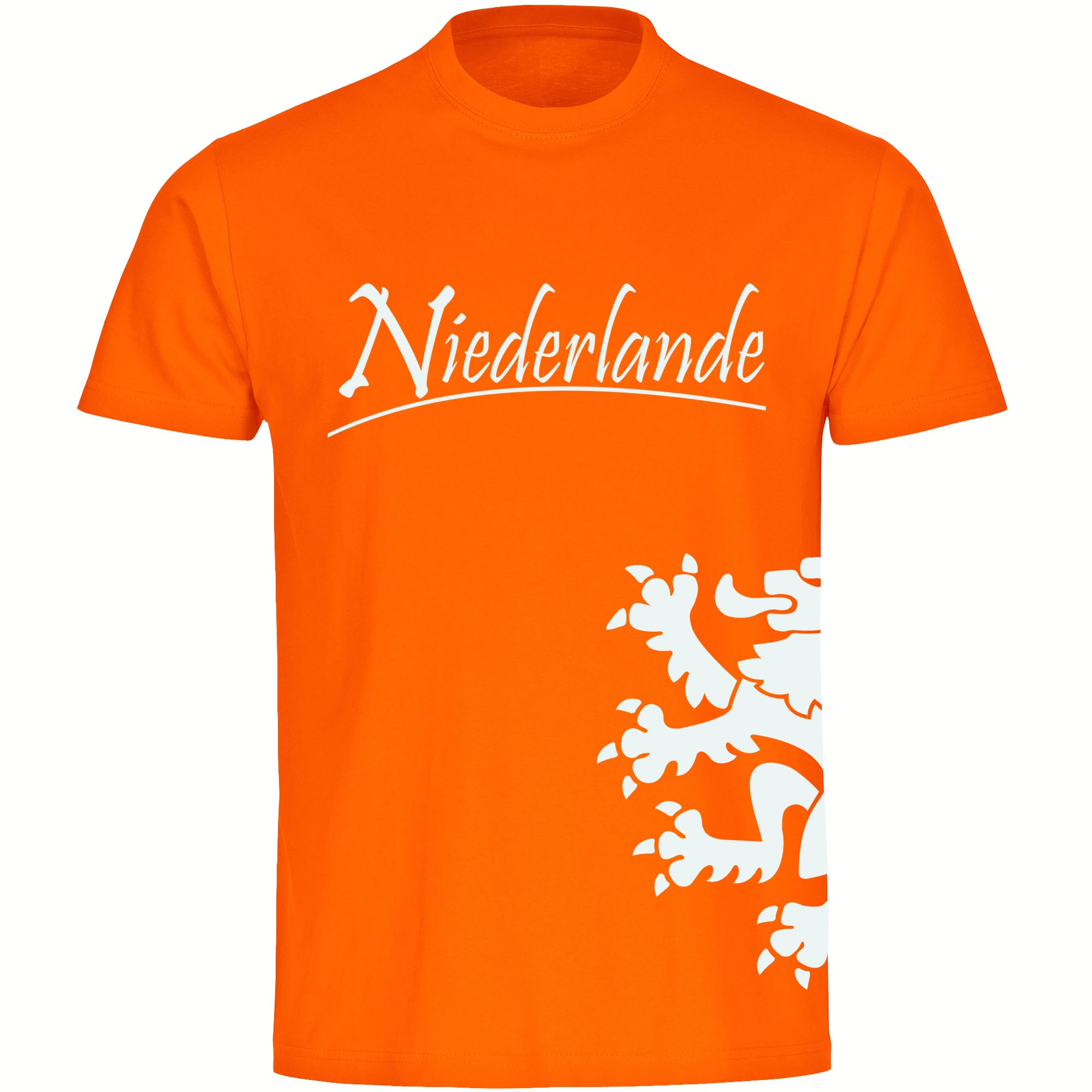 multifanshop Herren T-Shirt - Niederlande - L&ouml;we seitlich - Druck wei&szlig; - M&auml;nner - Bild 1