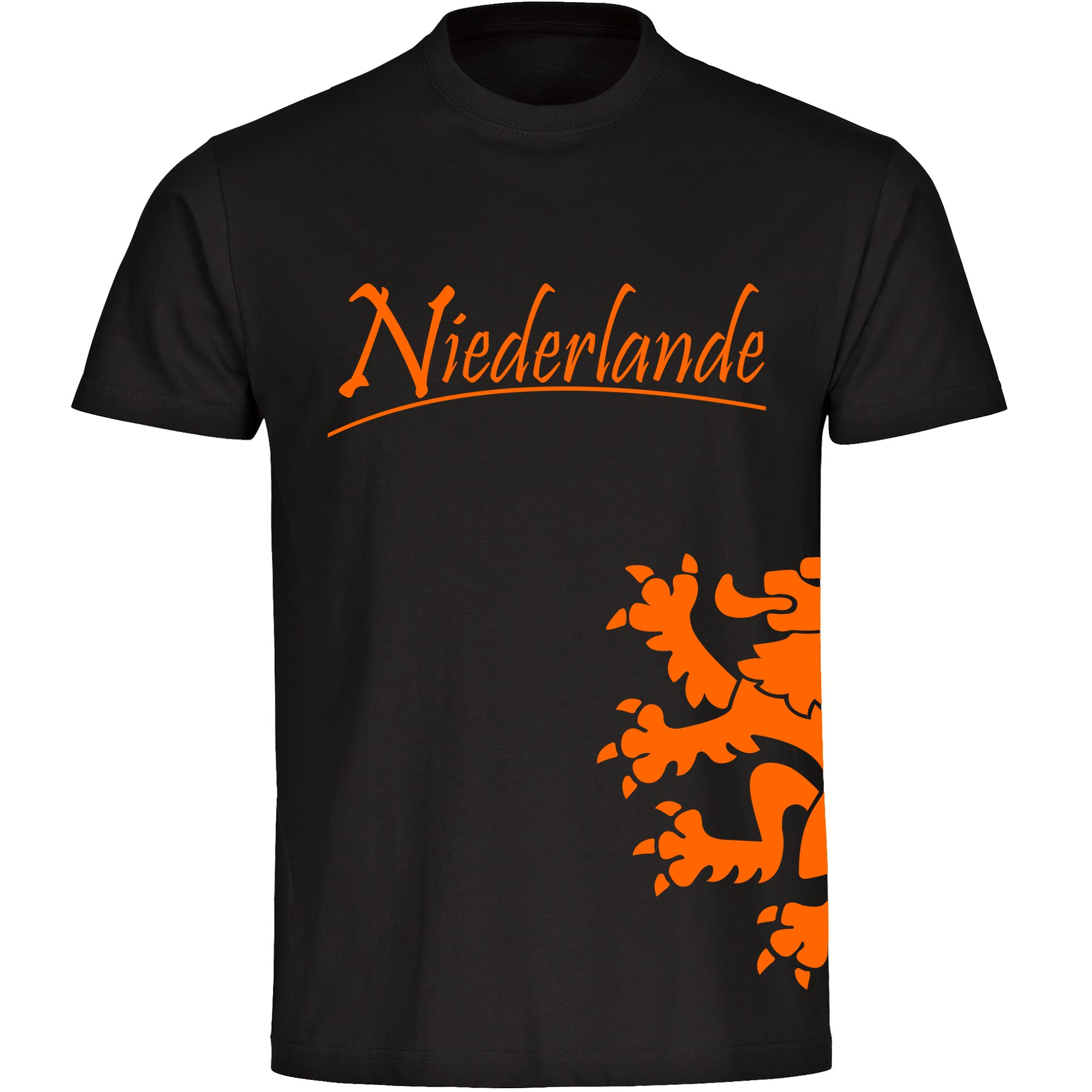 multifanshop Herren T-Shirt - Niederlande - L&ouml;we seitlich - Druck orange - M&auml;nner - Bild 1