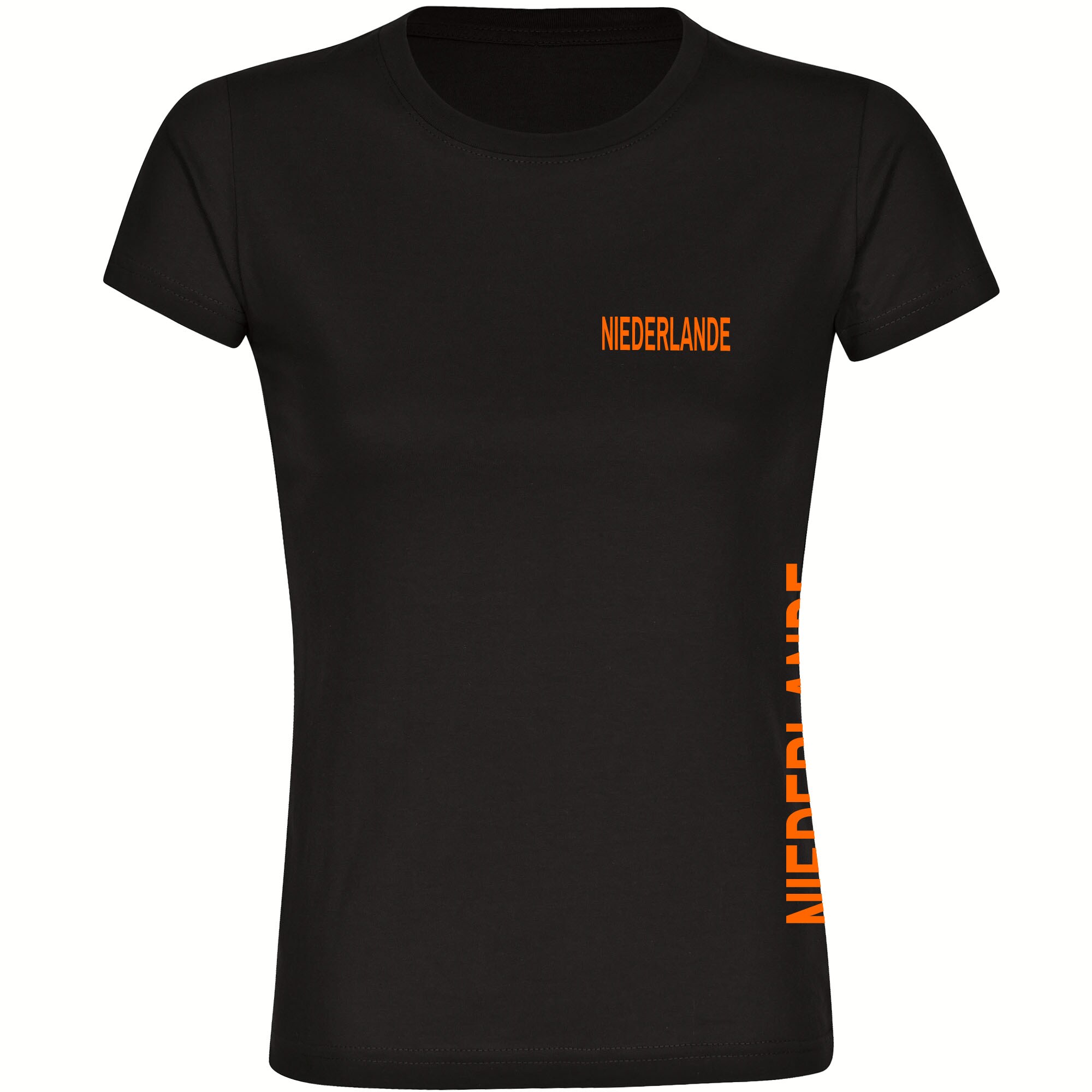 multifanshop Damen T-Shirt - Niederlande - Brust & Seite - Druck orange - Frauen - Bild 1