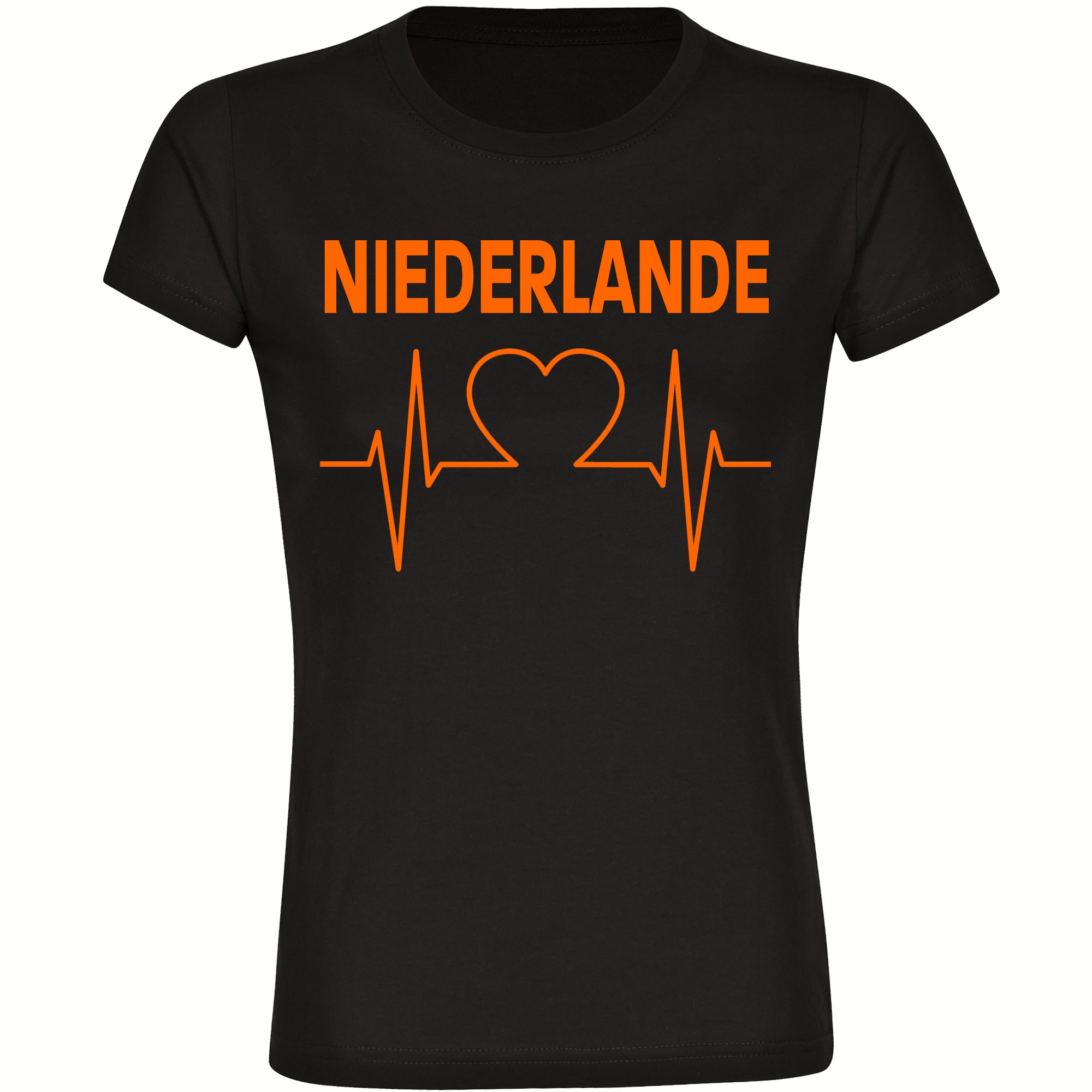 multifanshop Damen T-Shirt - Niederlande - Herzschlag - Druck orange - Frauen - Bild 1