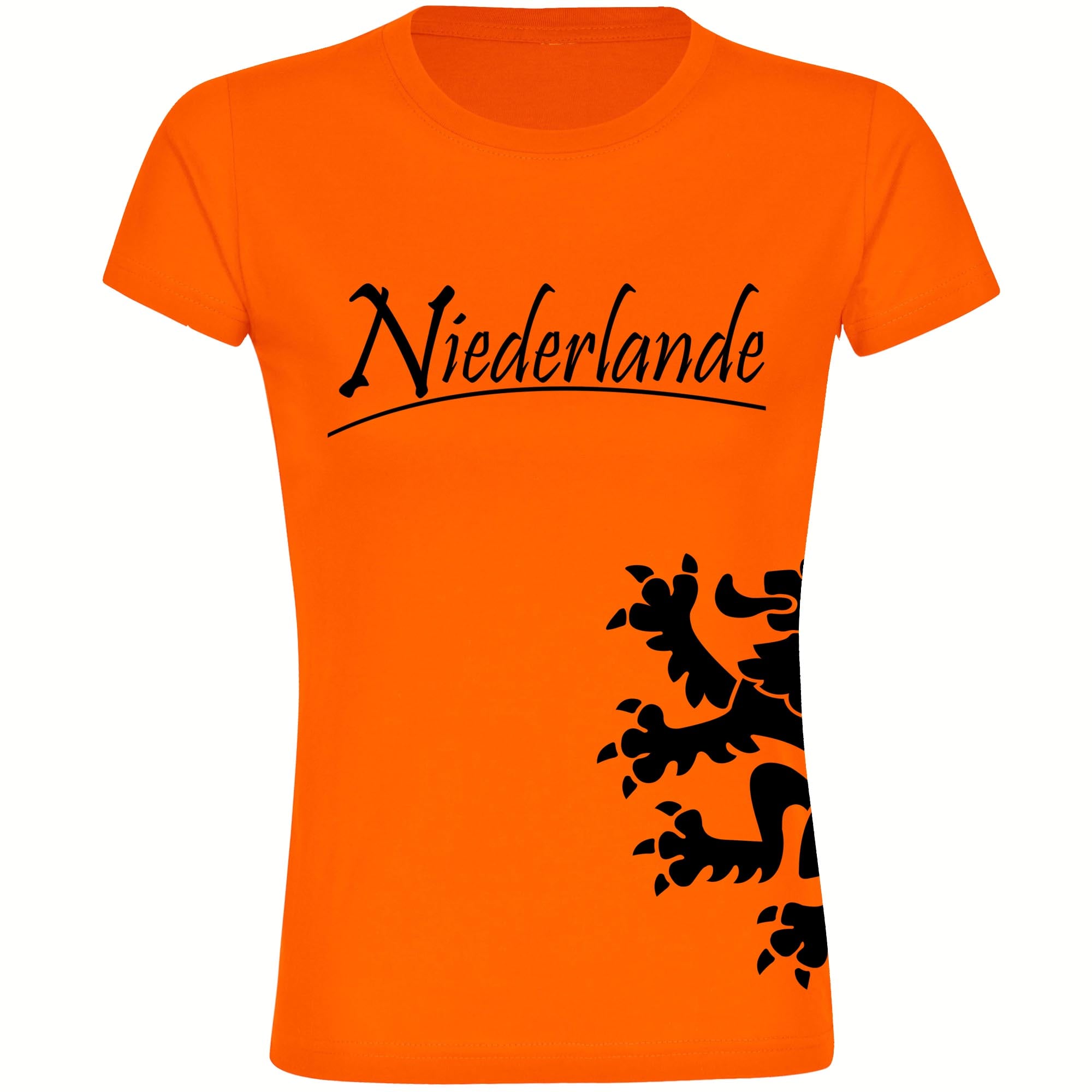 multifanshop Damen T-Shirt - Niederlande - L&ouml;we seitlich - Druck schwarz - Frauen - Bild 1