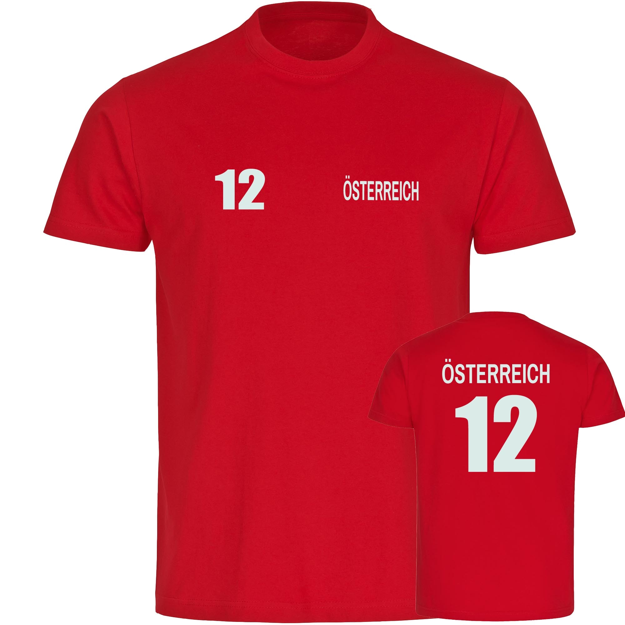 multifanshop Herren T-Shirt - &Ouml;sterreich - Trikot Nummer 12 - Druck wei&szlig; - M&auml;nner - Bild 1