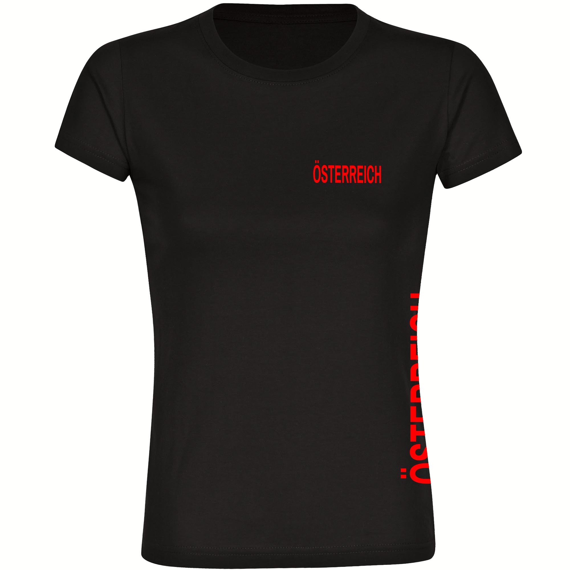 multifanshop Damen T-Shirt - &Ouml;sterreich - Brust & Seite - Druck rot - Frauen - Bild 1