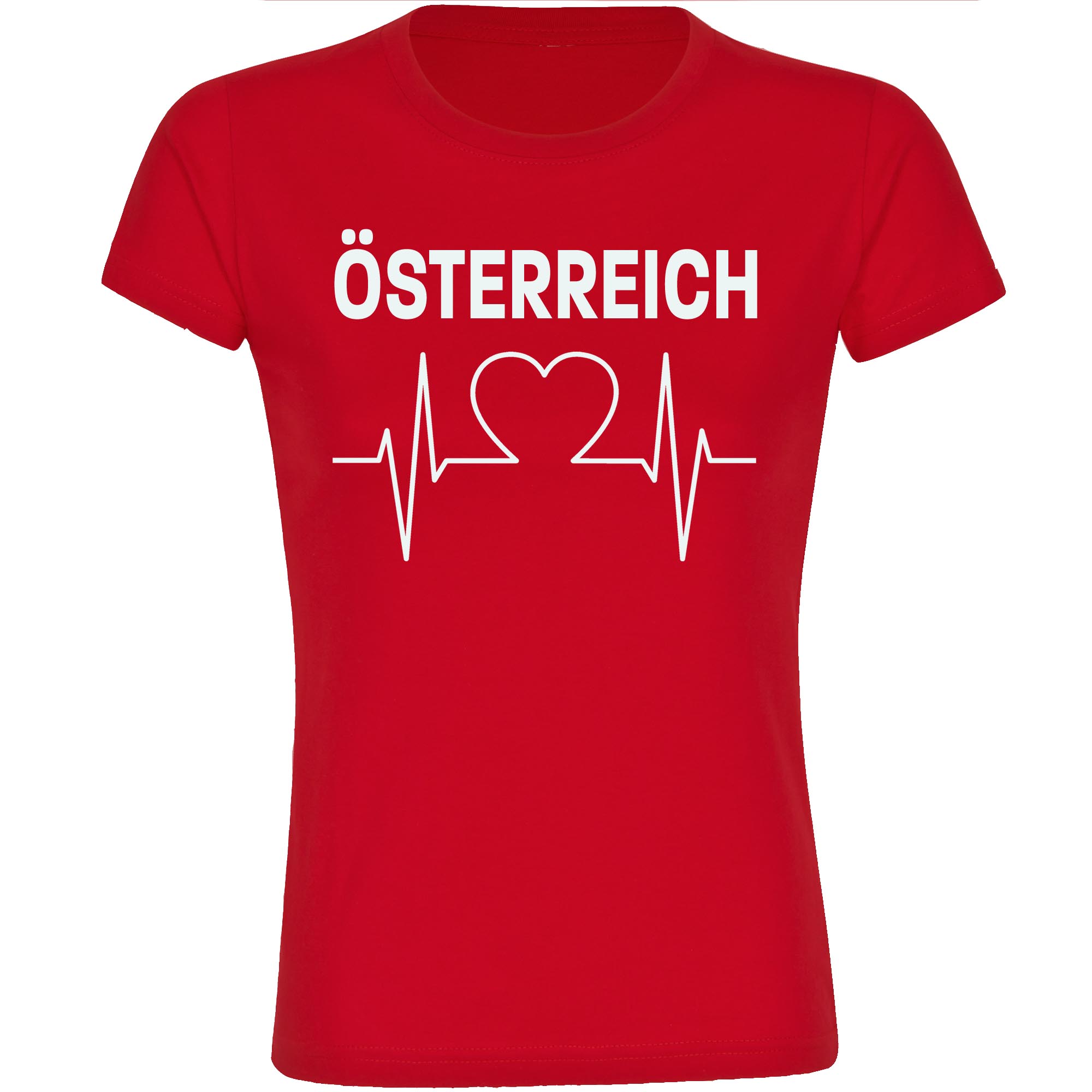 multifanshop Damen T-Shirt - &Ouml;sterreich - Herzschlag - Druck wei&szlig; - Frauen - Bild 1