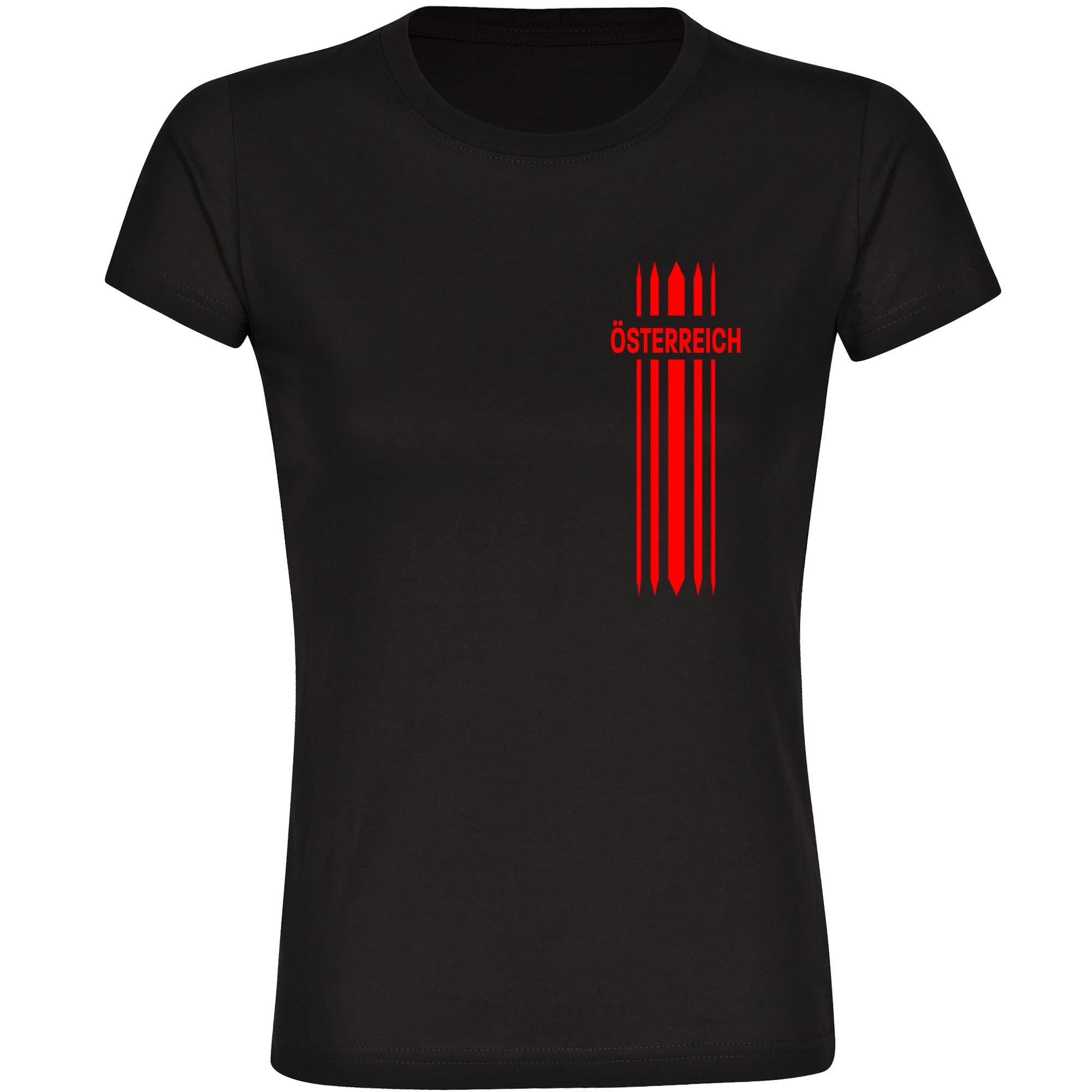 multifanshop Damen T-Shirt - &Ouml;sterreich - Streifen - Druck rot - Frauen 
