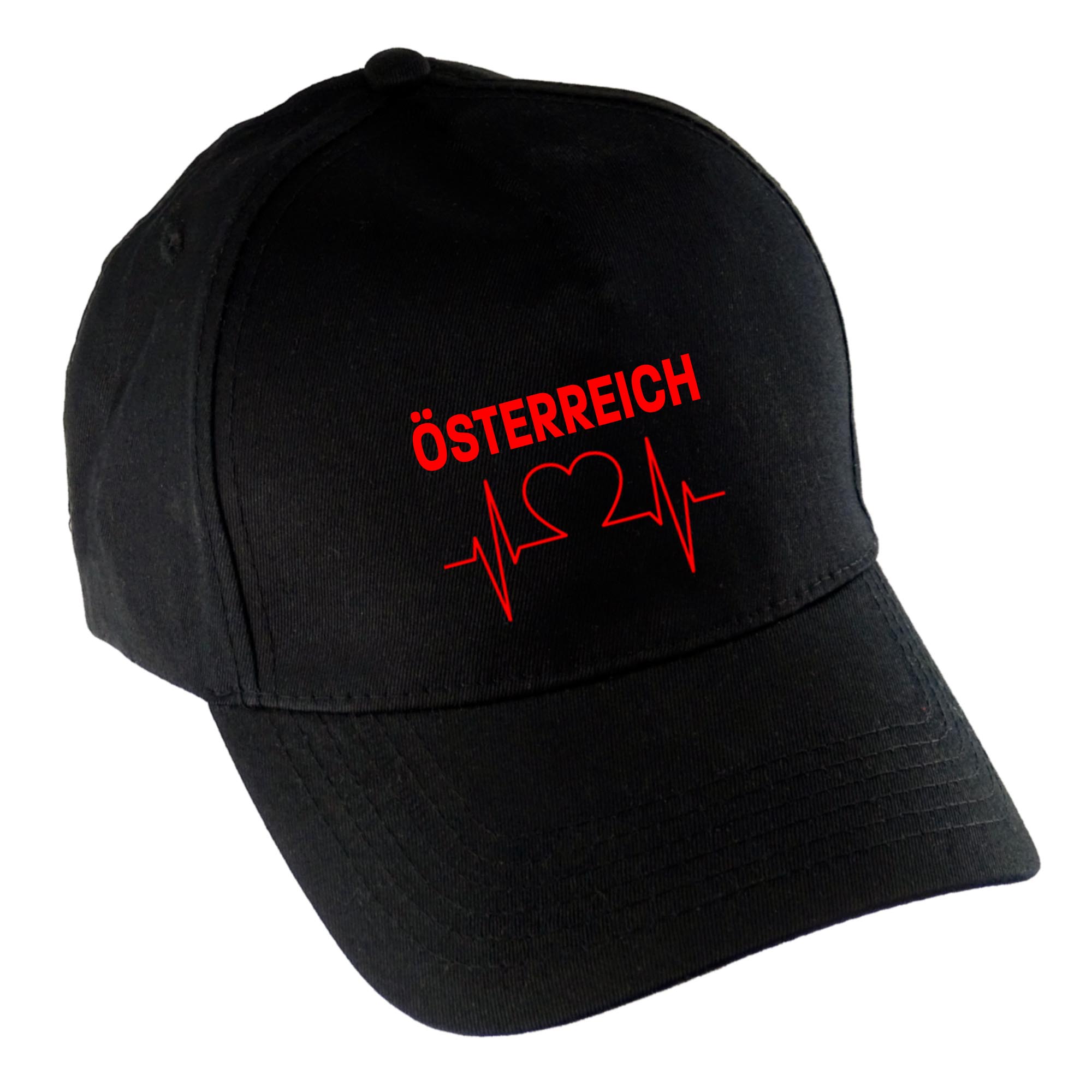 multifanshop Baseballcap - &Ouml;sterreich - Herzschlag - Druck rot - M&uuml;tze - Bild 1