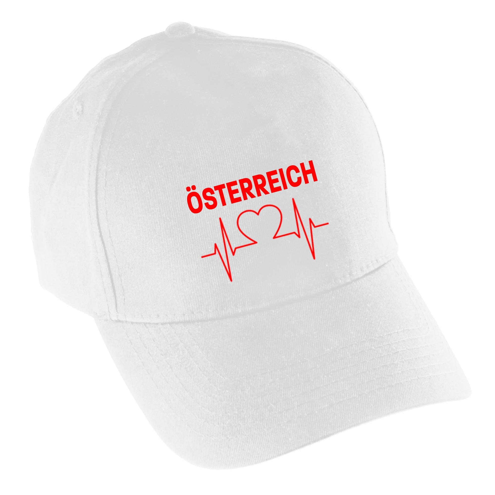 multifanshop Baseballcap - &Ouml;sterreich - Herzschlag - Druck rot - M&uuml;tze - Bild 1