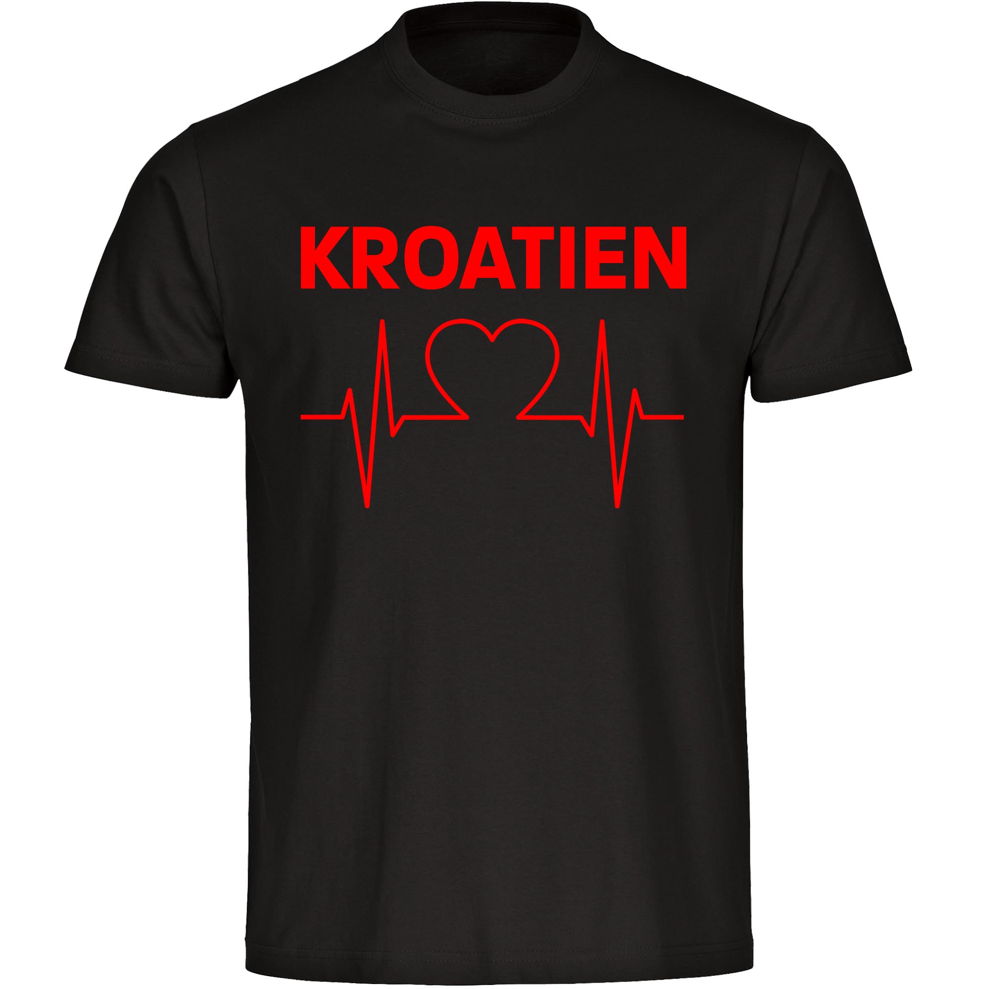 multifanshop Herren T-Shirt - Kroatien - Herzschlag - Druck rot - M&auml;nner - Bild 1