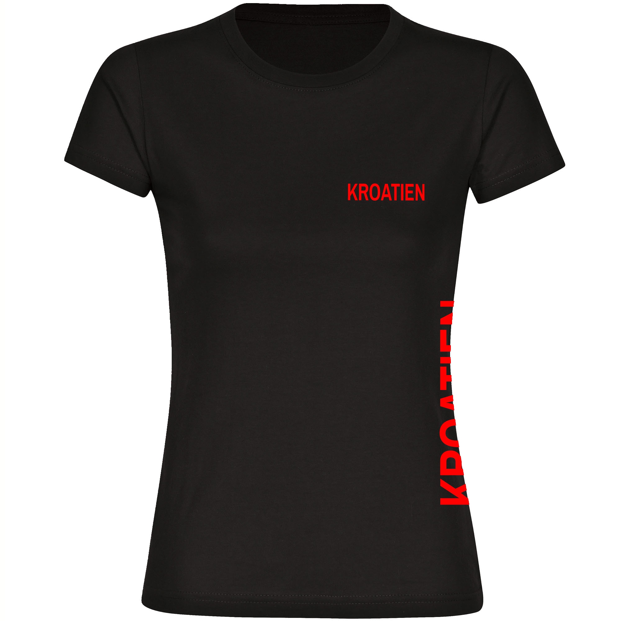 multifanshop Damen T-Shirt - Kroatien - Brust & Seite - Druck rot - Frauen - Bild 1