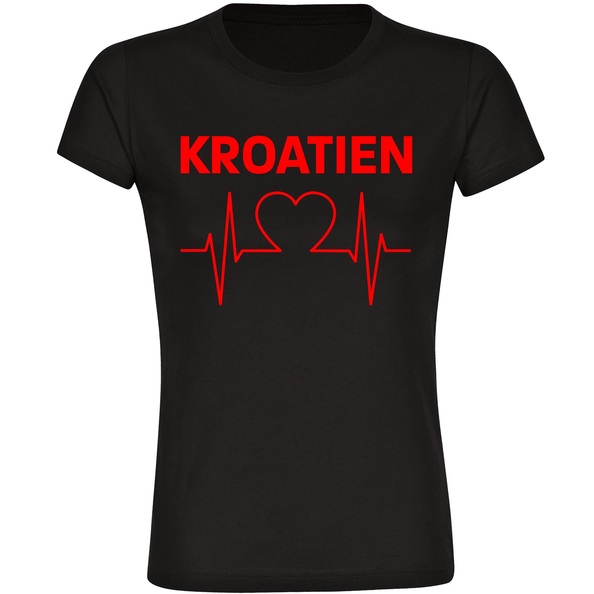 multifanshop Damen T-Shirt - Kroatien - Herzschlag - Druck rot - Frauen - Bild 1
