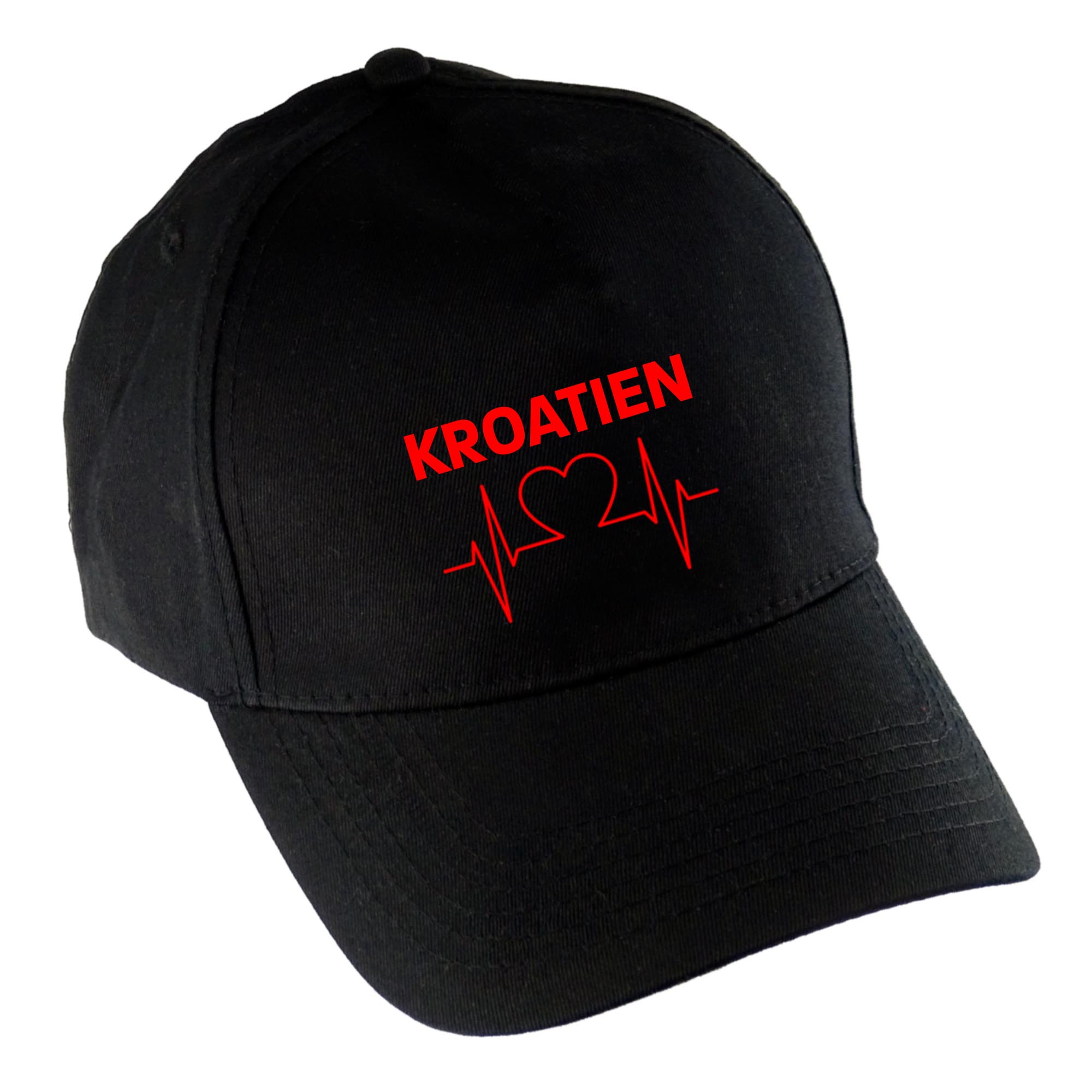 multifanshop Baseballcap - Kroatien - Herzschlag - Druck rot - M&uuml;tze - Bild 1