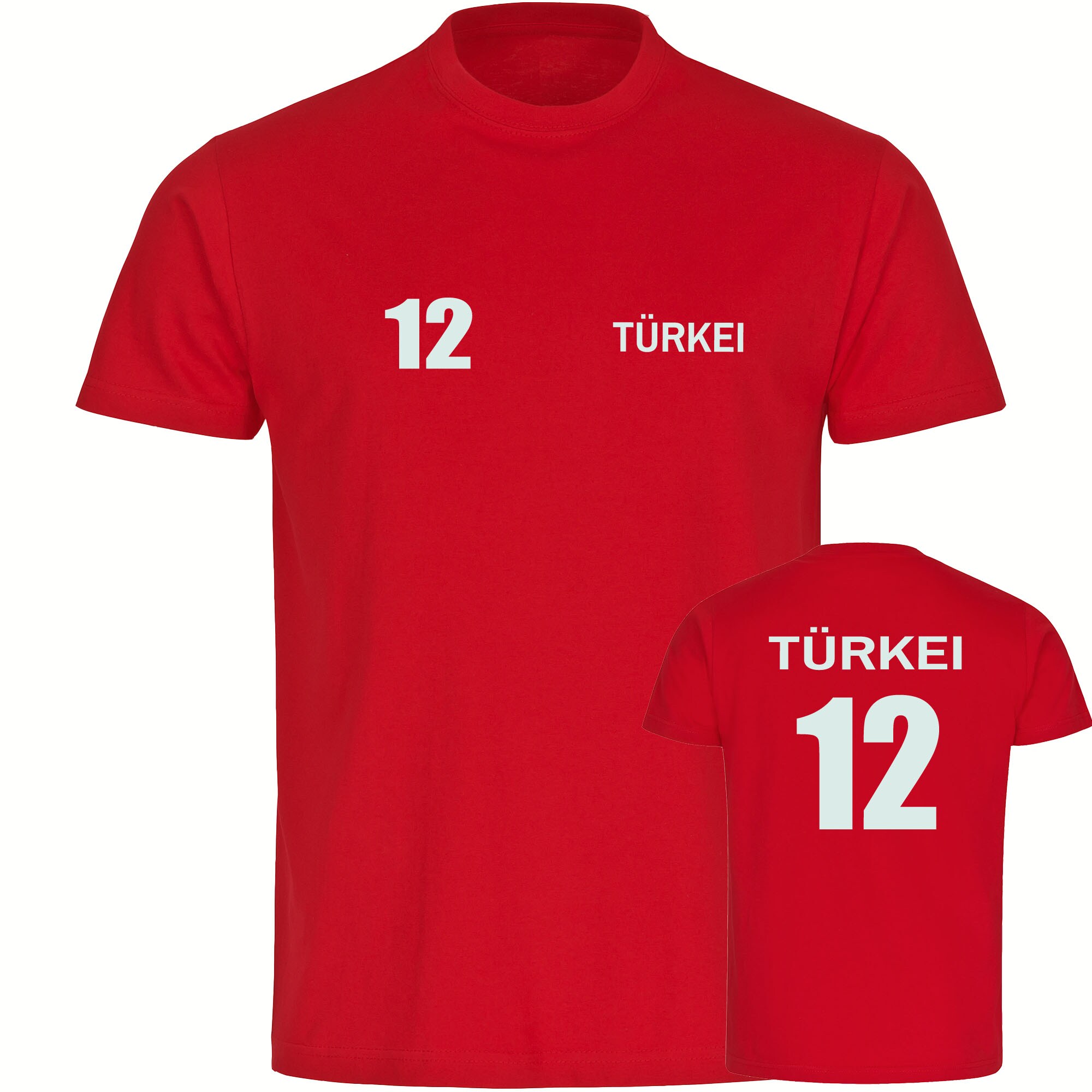 multifanshop Herren T-Shirt - T&uuml;rkei - Trikot Nummer 12 - Druck wei&szlig; - M&auml;nner - Bild 1
