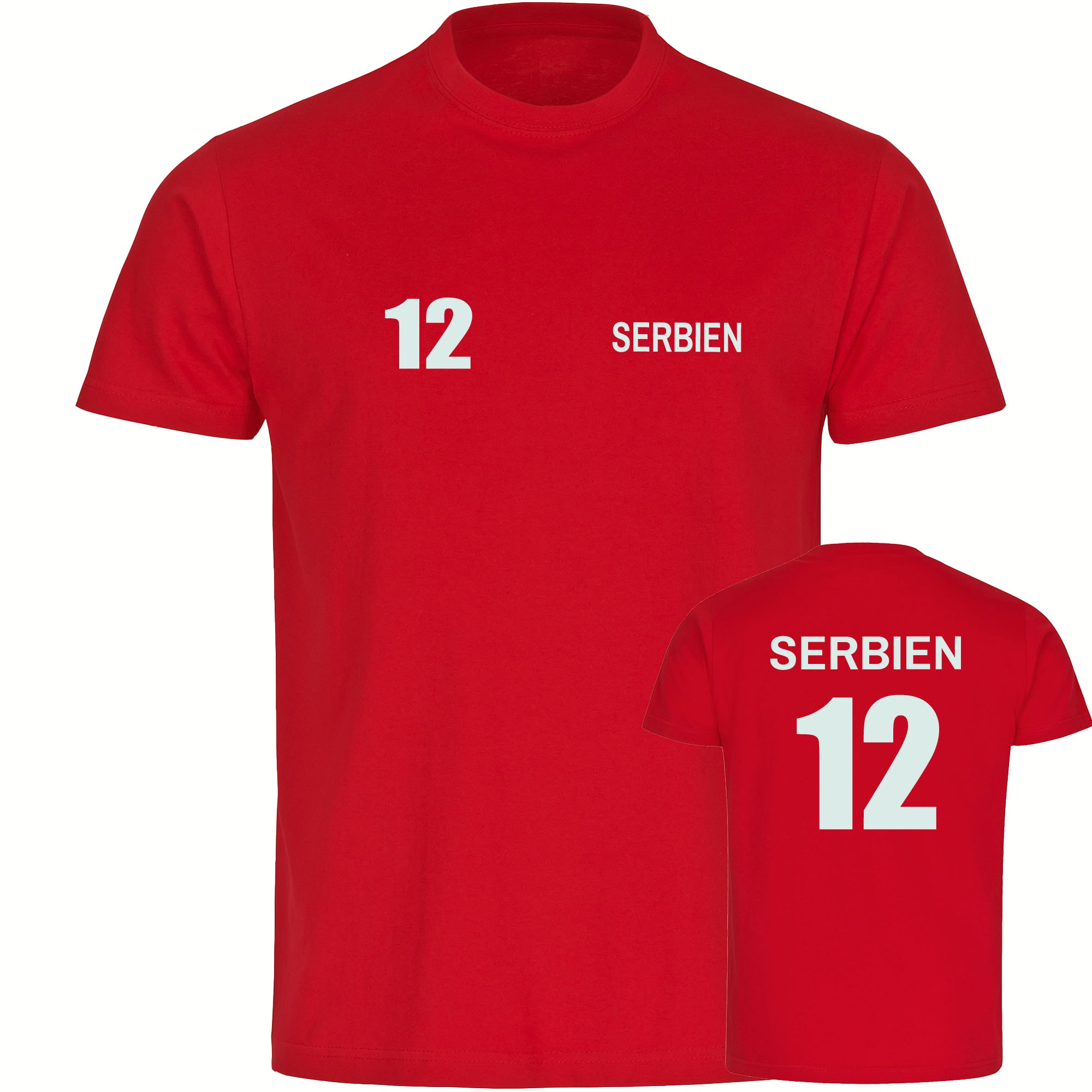 multifanshop Herren T-Shirt - Serbien - Trikot Nummer 12 - Druck wei&szlig; - M&auml;nner - Bild 1